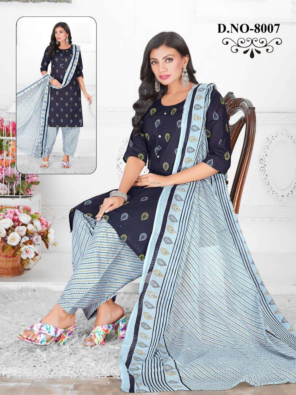 RANGOLI PATIYALA VOL-8 BY AQSAWHOLESALE COTTON PRINT WORK READYMADE DRESSES