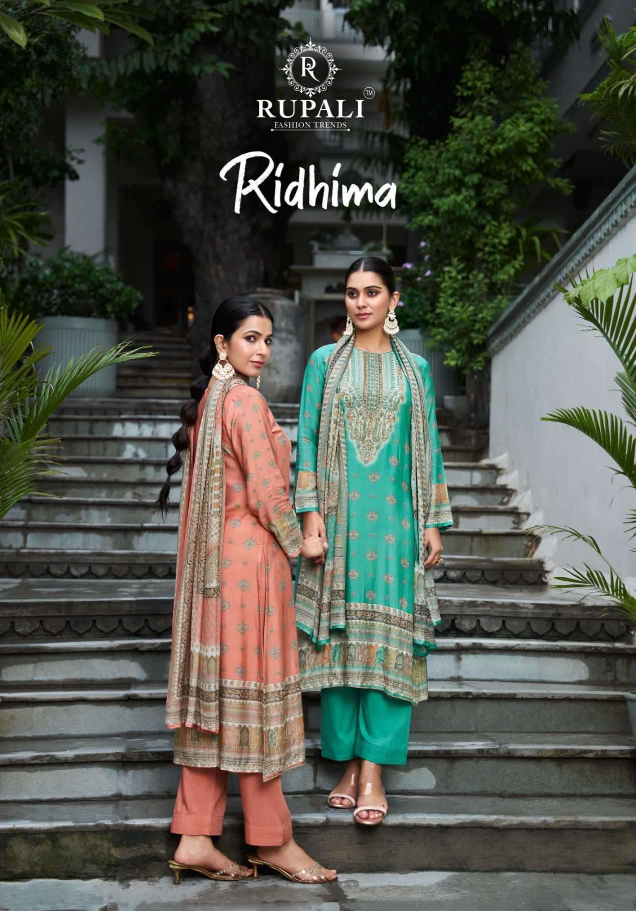 RIDHIMA BY RUPALI 2101 TO 2104 SERIES VISCOSE MUSLIN PRINT WORK DRESSES