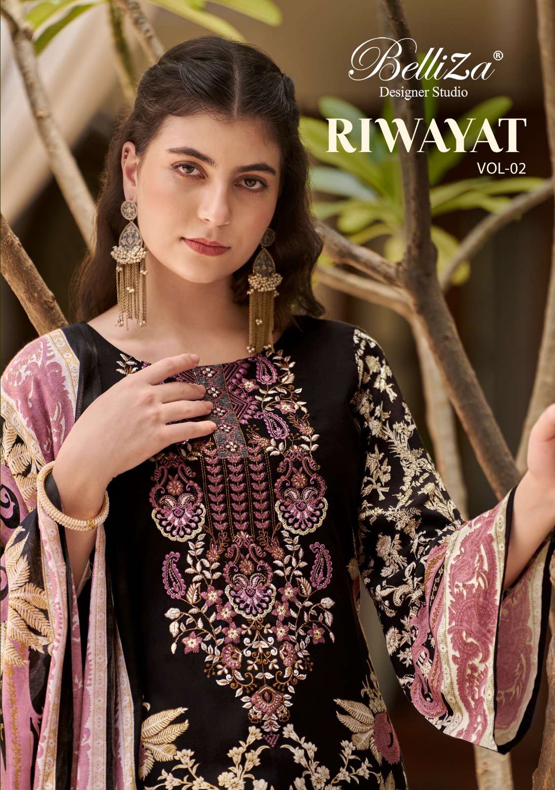 RIWAYAT VOL-2 BY BELLIZA 950-001 TO 950-008 SERIES VISCOSE RAYON EMBROIDERY WORK DRESSES