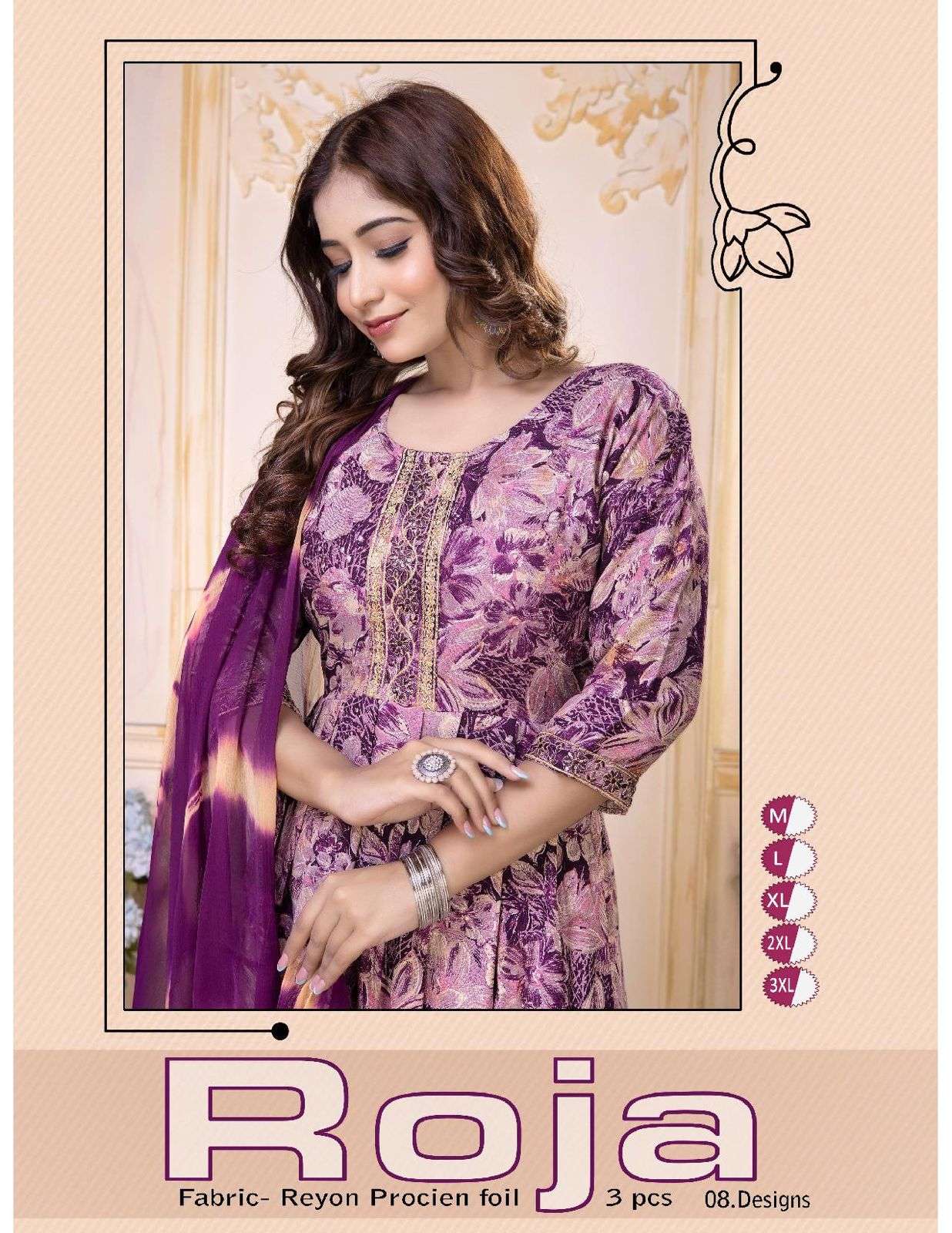 ROJA VOL-1 BY AQSAWHOLESALE 101 TO 108 SERIES RAYON PRINT WORK READYMADE DRESSES