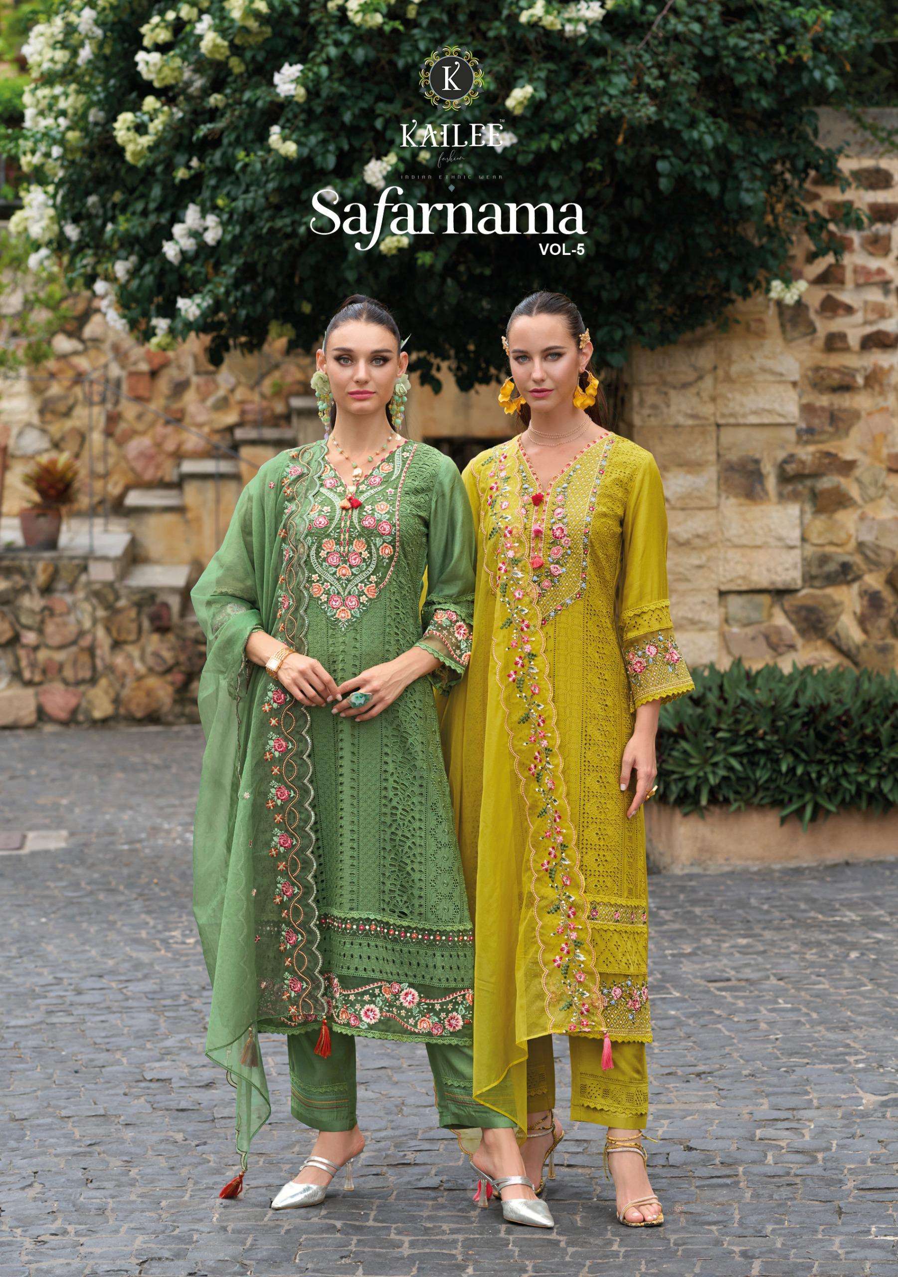 SAFARNAMA VOL-5 BY KAILEE FASHION 43771 TO 43776 SERIES VISCOSE MUSLIN WORK READYMADE DRESSES