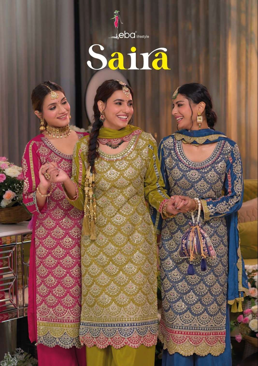 SAIRA BY EBA LIFESTYLE 1696 TO 1068 SERIES CHINON EMBROIDERY WORK READYMADE DRESSES