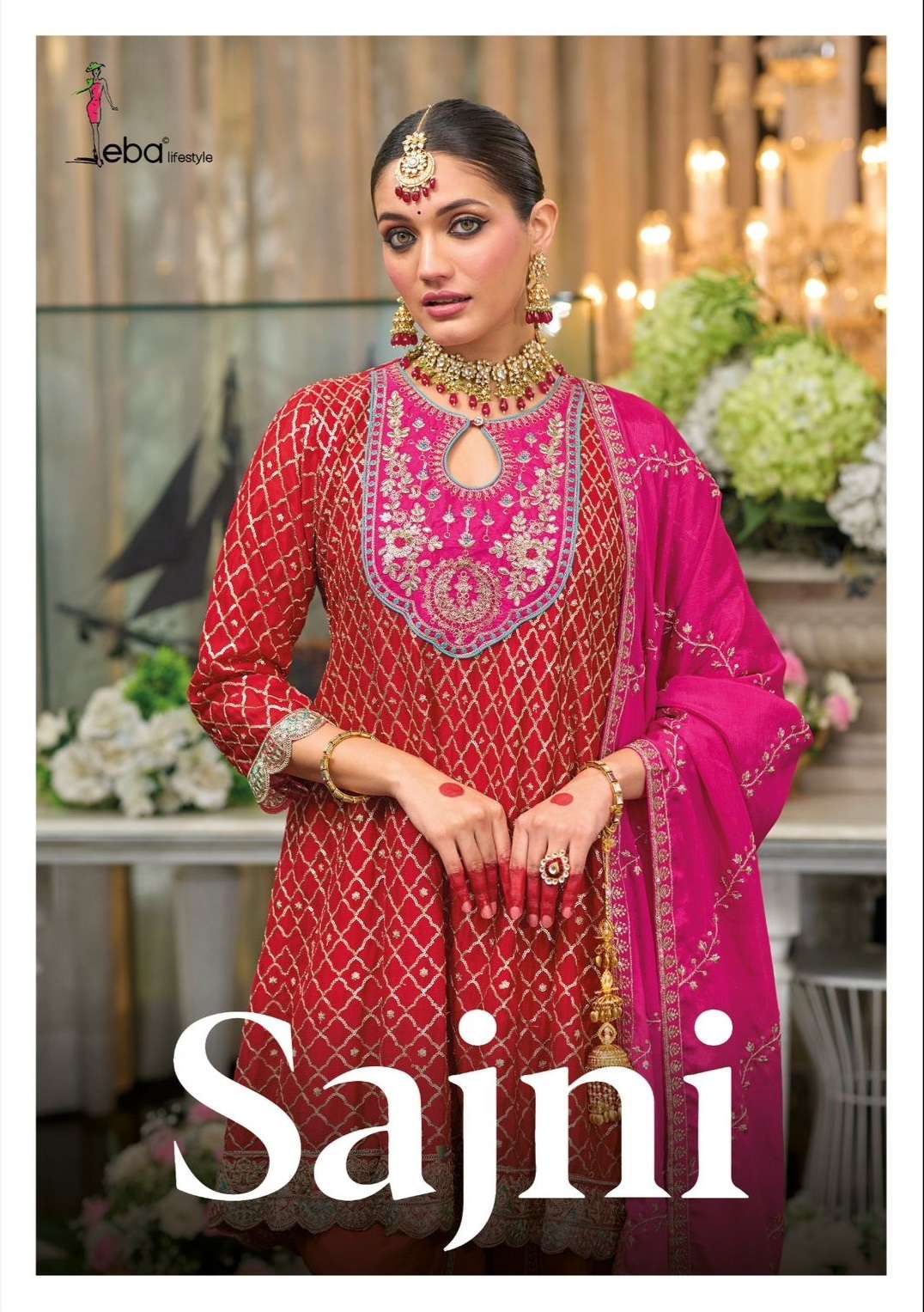 SAJNI BY EBA LIFESTYLE 1704 & 1705 SERIES CHINON EMBROIDERY WORK READYMADE DRESSES