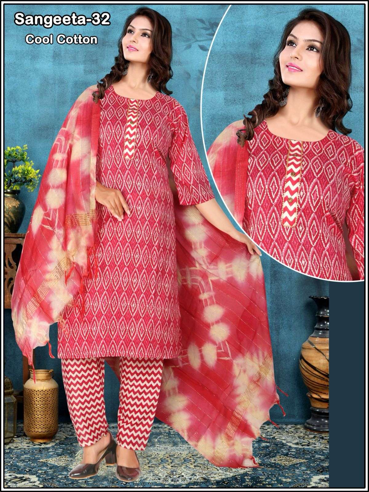 SANGEETA BY AQSAWHOLESALE COTTON PRINT WORK READYMADE DRESSES