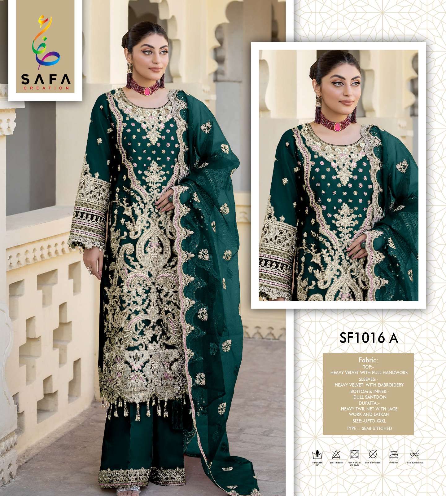 SF-1016 COLOURS BY SAFA CREATION 1016-A TO 1016-D SERIES VELVET WORK WINTER WEAR DRESSES