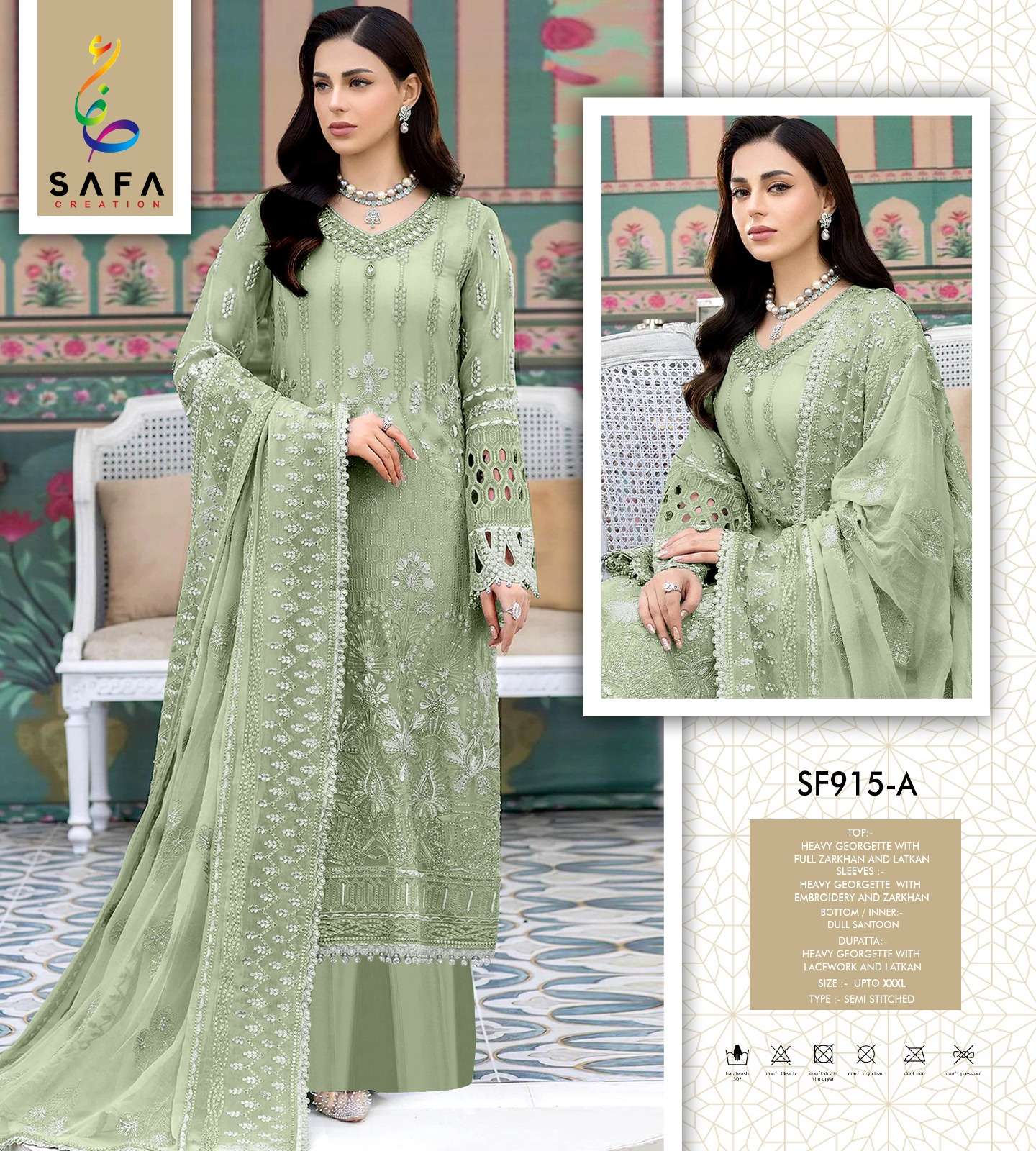 SF-915 COLOURS BY SAFA CREATION 915-A TO 915-D SERIES GEORGETTE ZARKAN WORK DRESSES