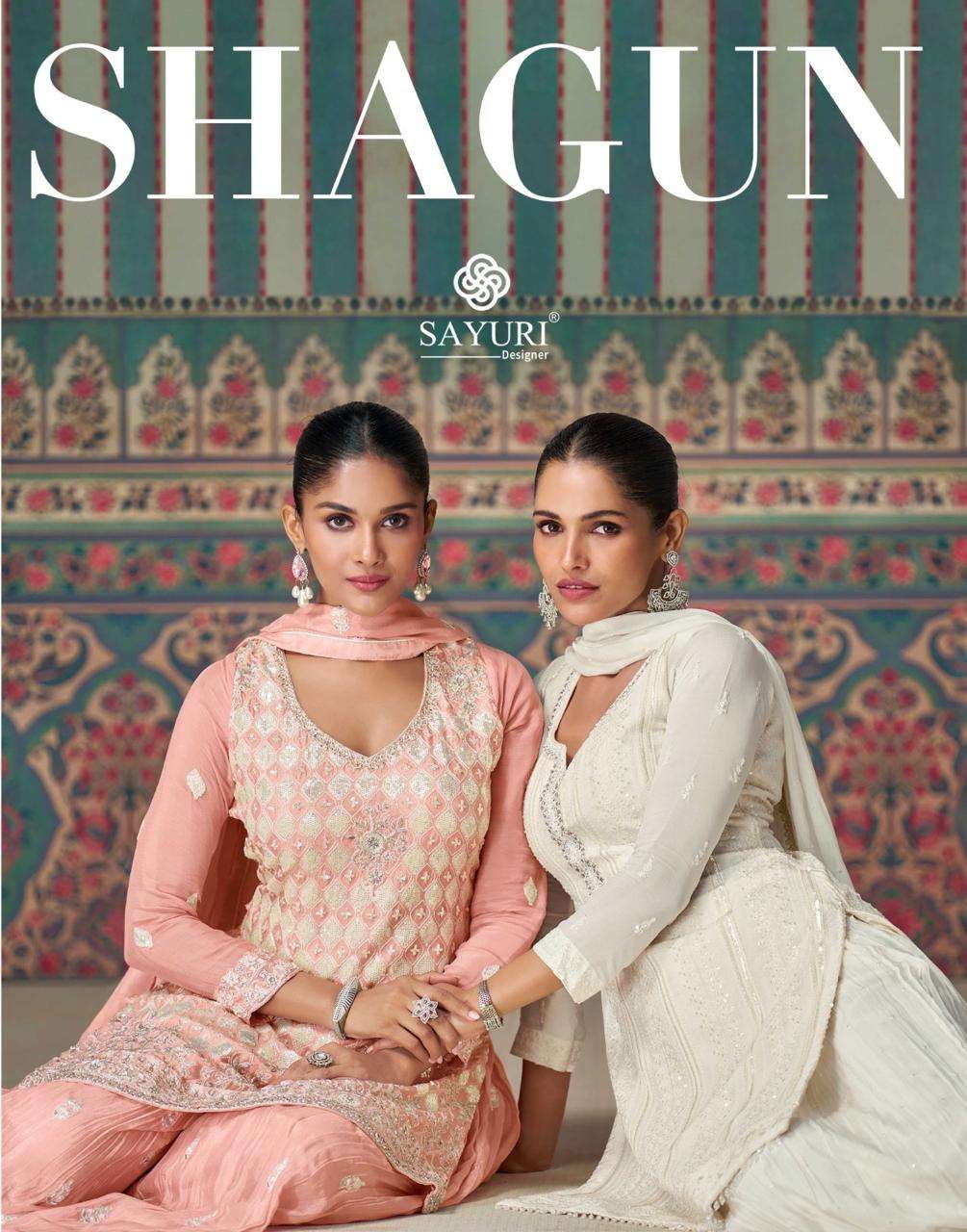 SHAGUN BY SAYURI 5617 TO 5619 SERIES CHINON SILK HEAVY WORK READYMADE DRESSES