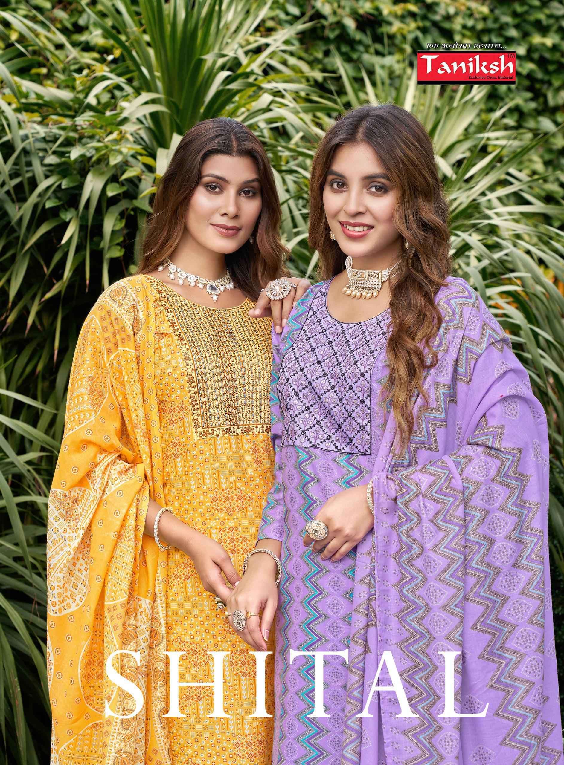 SHITAL BY TANIKSH 1001 TO 1008 SERIES COTTON CAMBRIC PRINT WORK READYMADE DRESSES