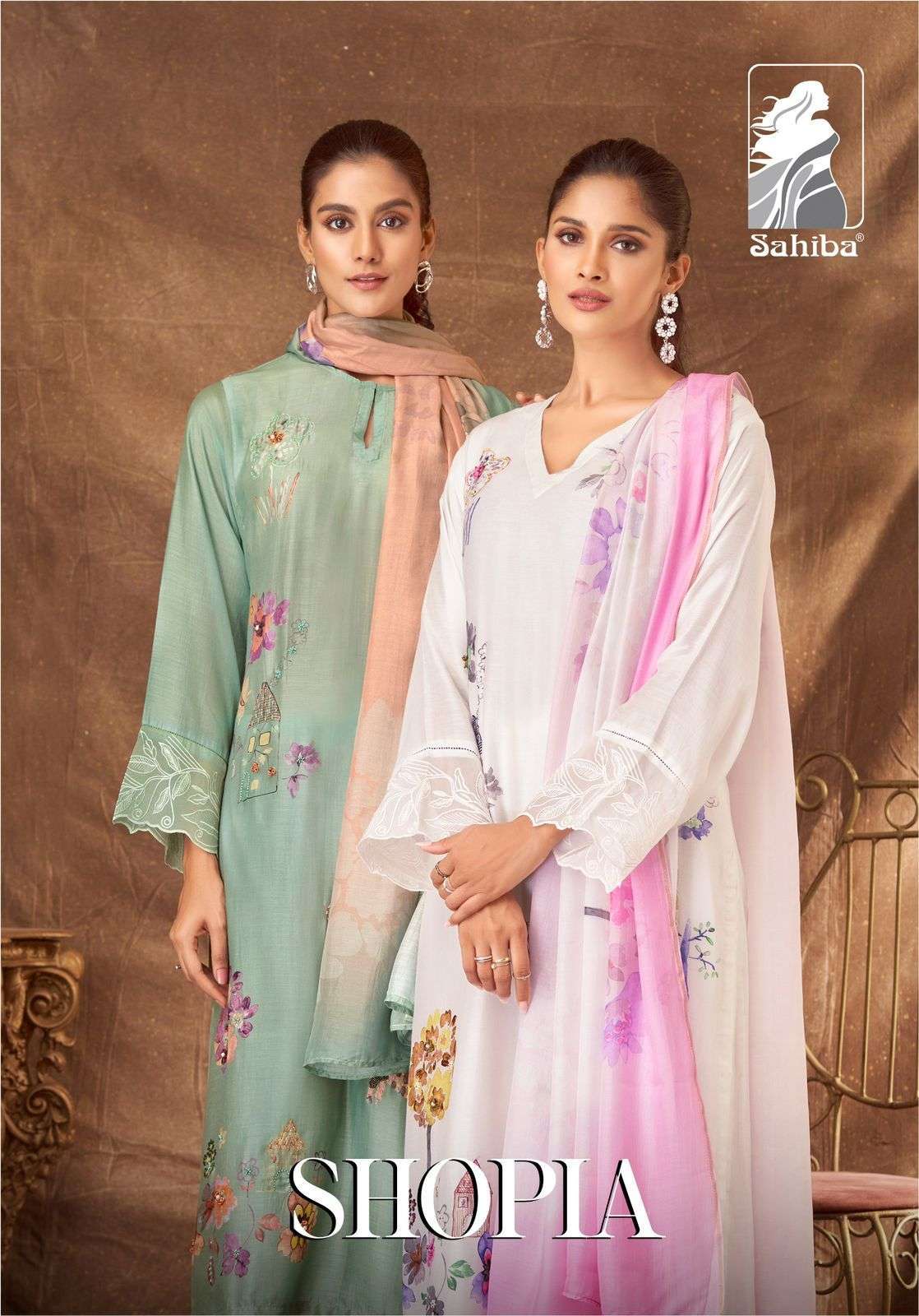 SHOPIA BY SAHIBA 1875 TO 1895 SERIES MUSLIN SILK PRINT WORK DRESSES