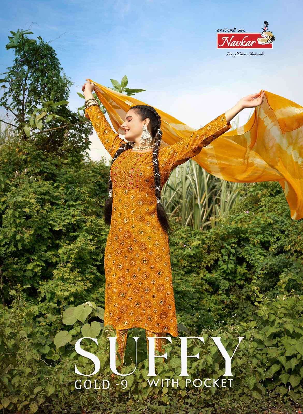 SUFFY GOLD VOL-9 BY NAVKAR 9001 TO 9008 SERIES CAPSULE PRINT WORK READYMADE DRESSES