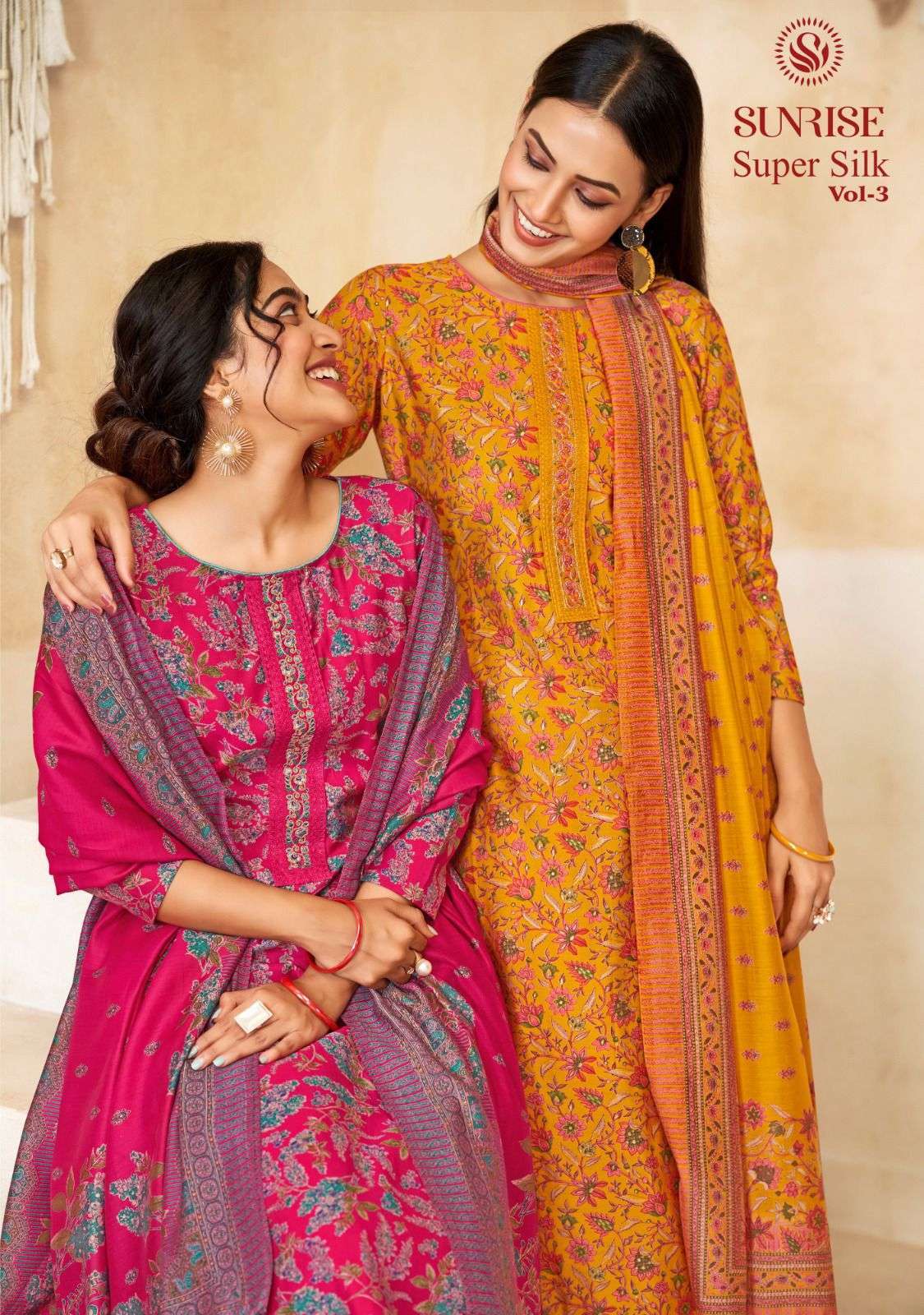 SUPER SILK VOL-3 BY SUNRISE 3001 TO 3008 SERIES MODAL SILK PRINT WORK DRESSES