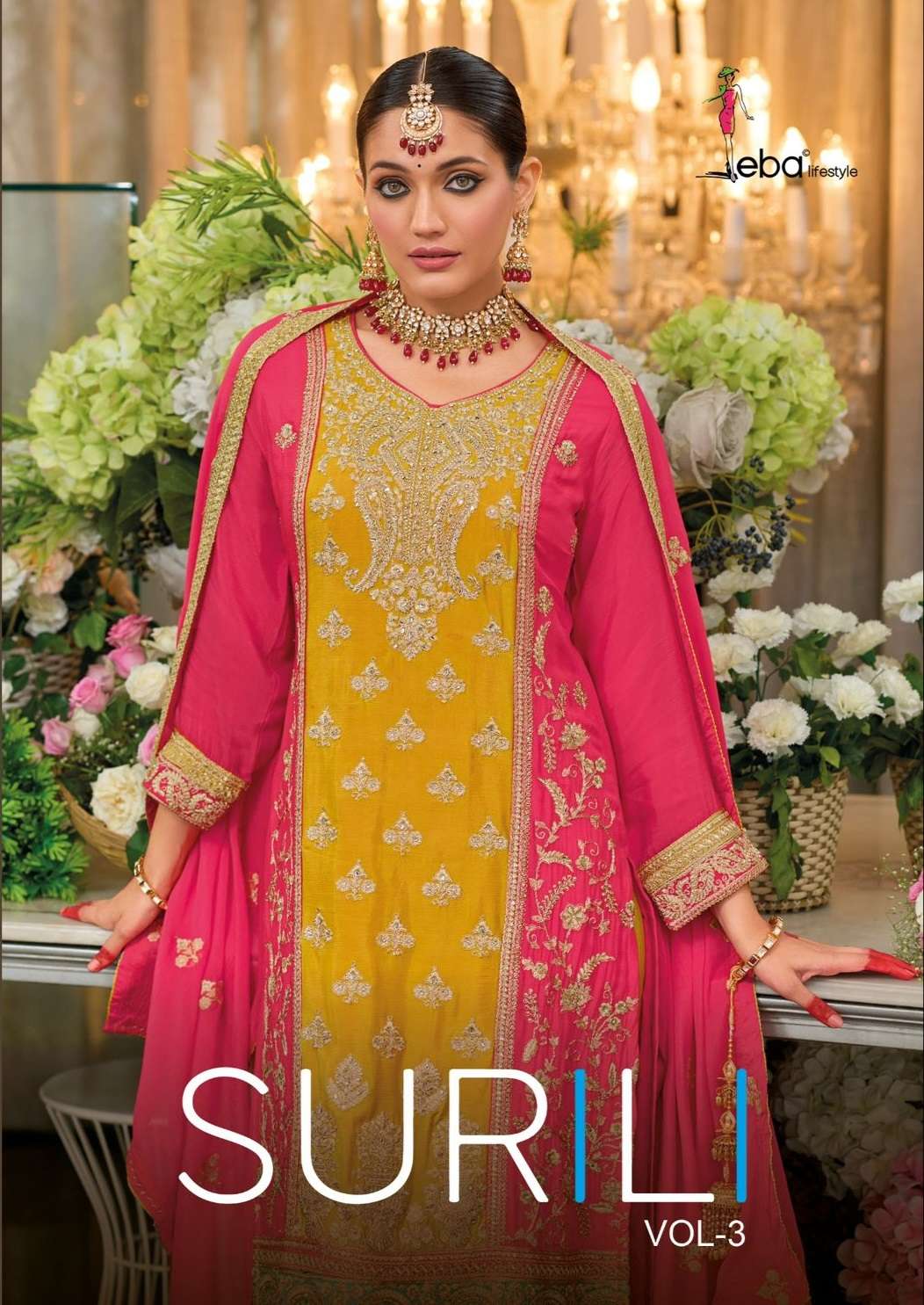 SURILI VOL-3 BY EBA LIFESTYLE CHINON HEAVY EMBROIDERY WORK READYMADE DRESSES