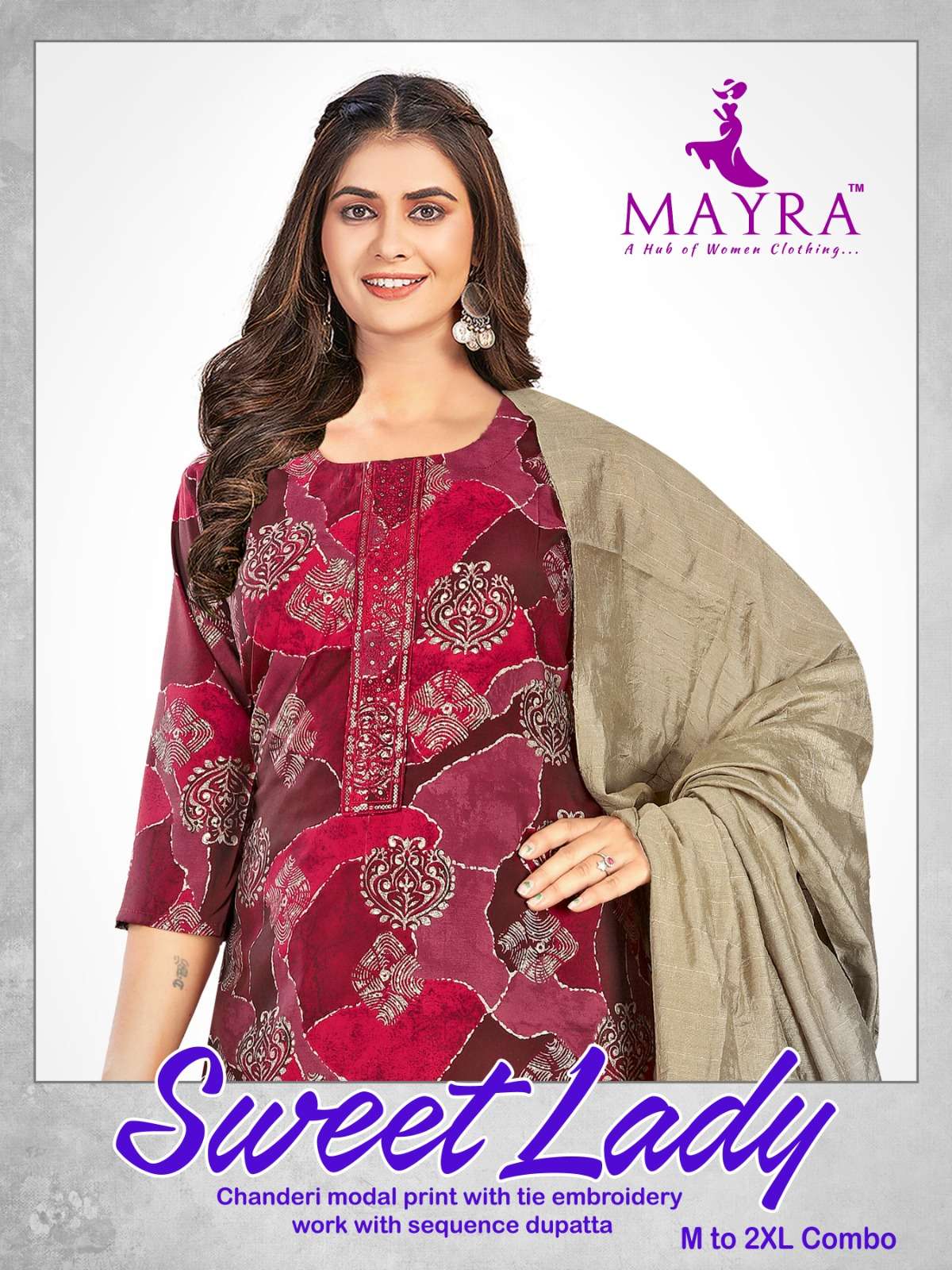 SWEET LADY BY MAYRA 91025 TO 91040 SERIES CHANDERI PRINT WORK READYMADE DRESSES