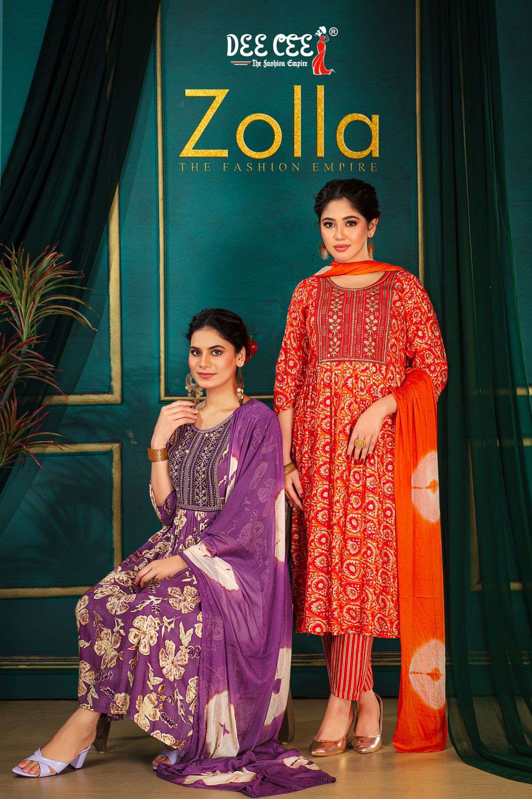 ZOLLA BY DEE CEE 101 TO 106 SERIES RAYON FOIL PRINT WORK READYMADE DRESSES