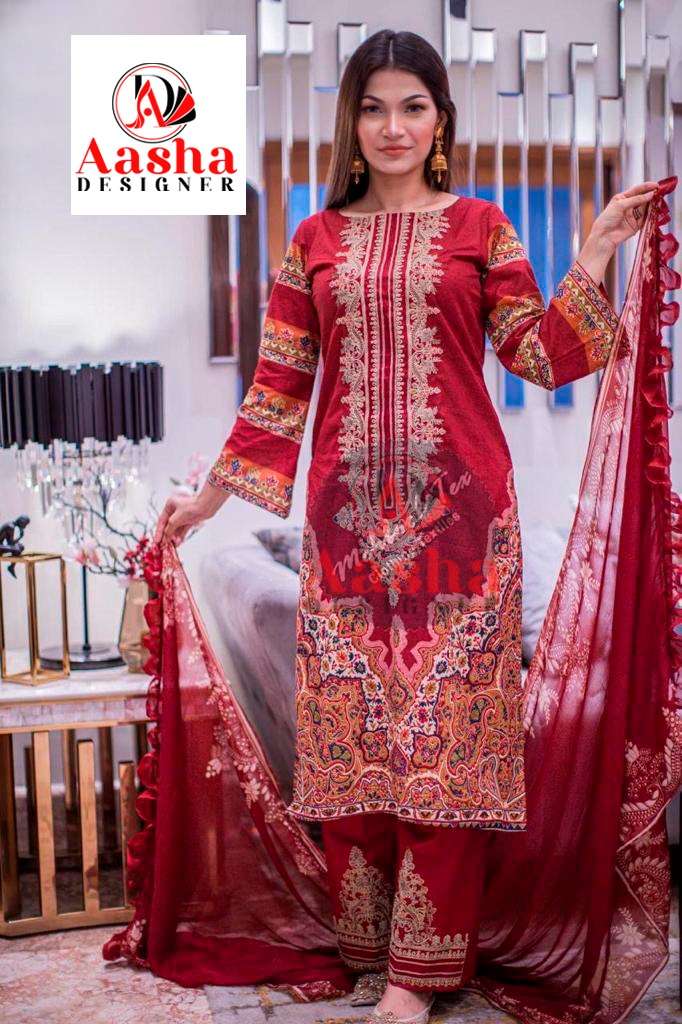 AASHA 1018 HIT DESIGN BY AASHA DESIGER COTTON PRINT WORK PAKISTANI DRESS