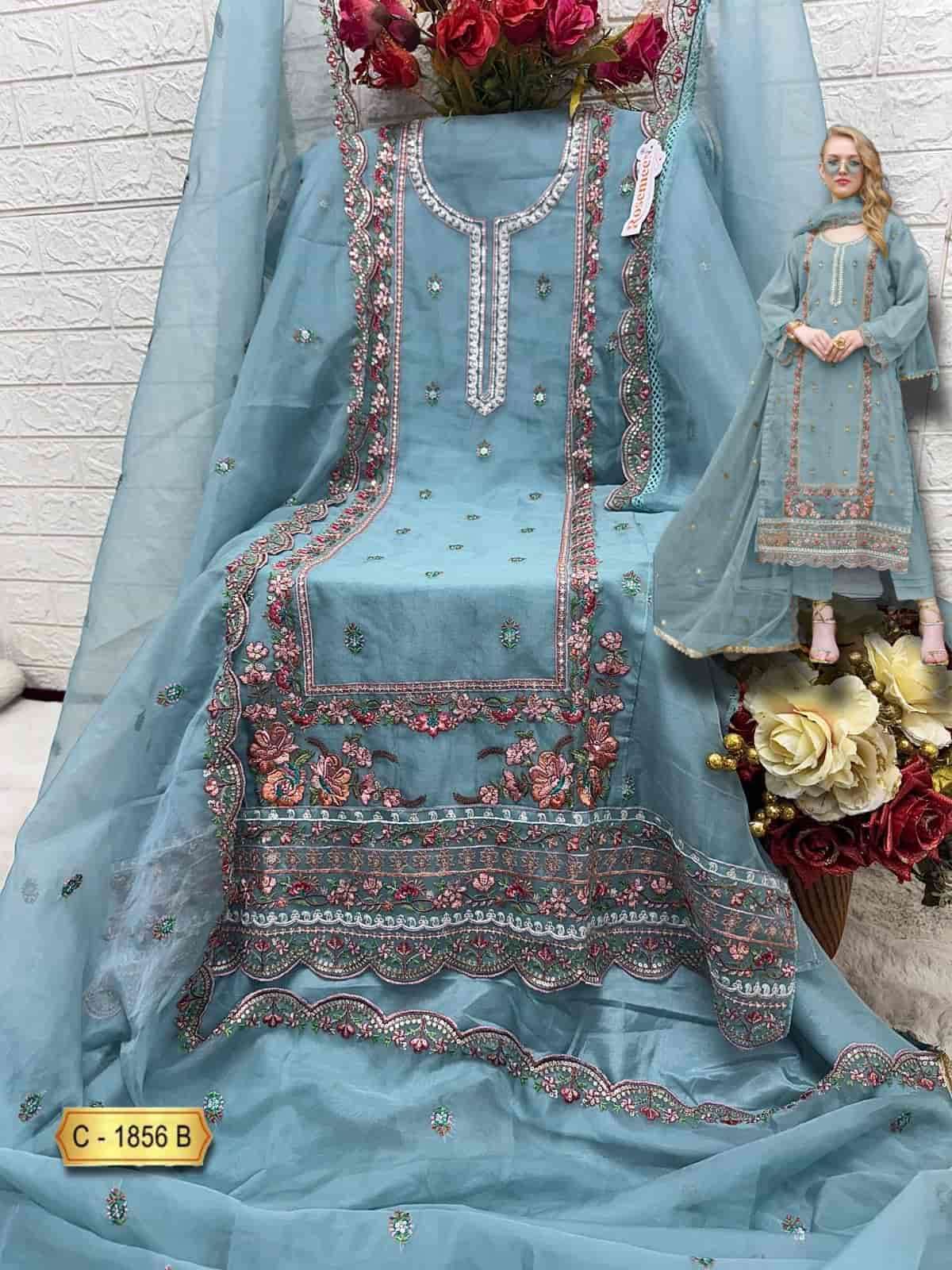 CN-1856 COLOURS BY FEPIC 1856-A TO 1856-C SERIES ORGANZA HEAVY WORK PAKISTANI DRESSES