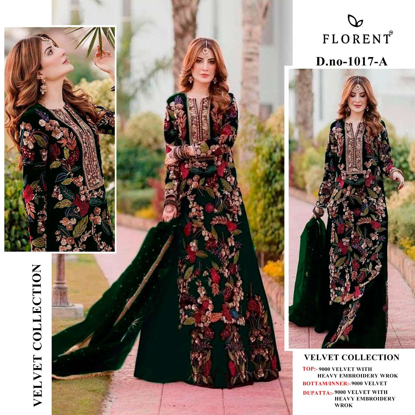 FLORENT 1017-A TO 1017-D SERIES BY FLORENT VELVET HEAVY WORK WINTER WEAR DRESSES