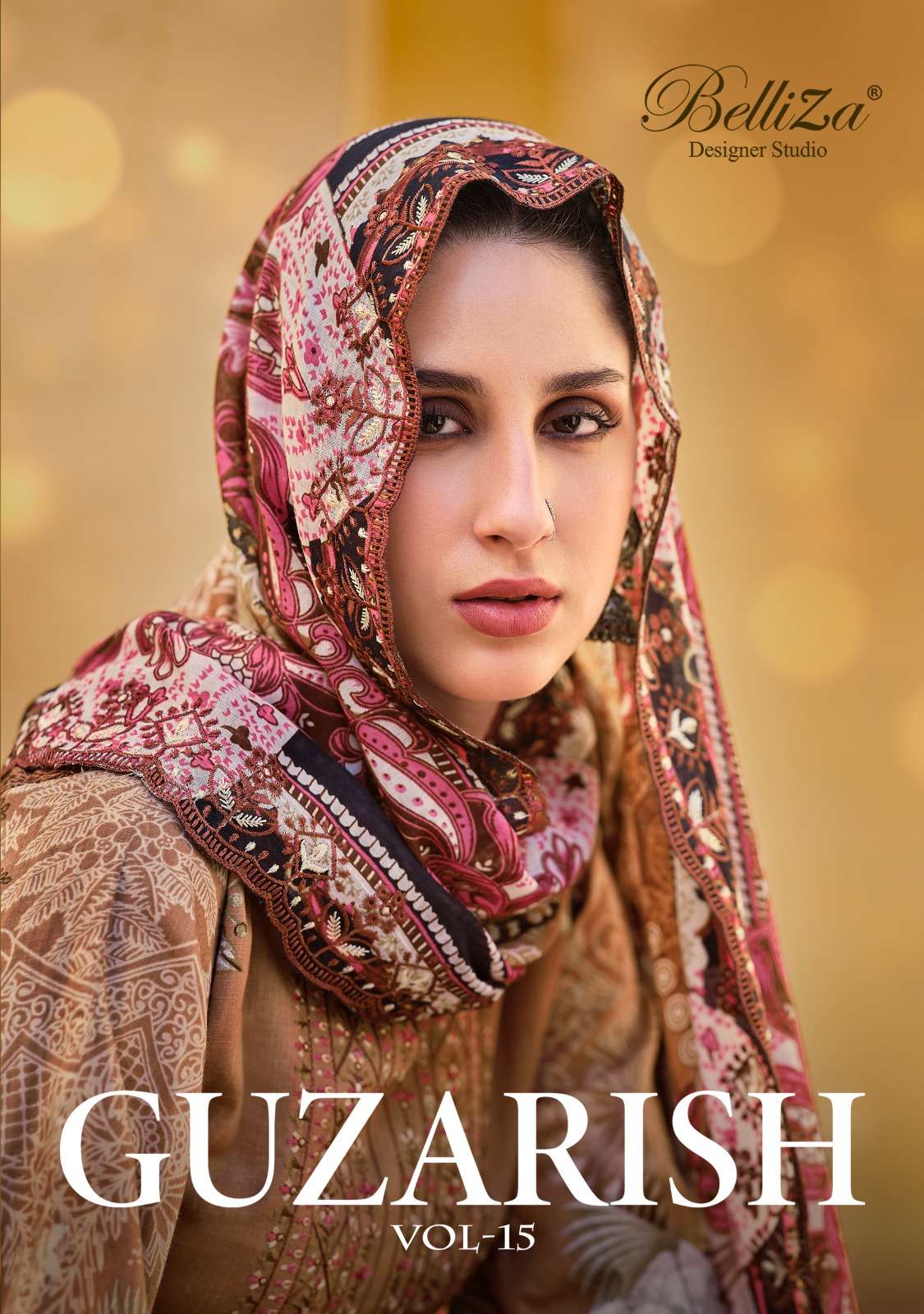 GUZARISH VOL-15 BY BELLIZA 955-001 TO 955-008 SERIES COTTON PRINT WORK PAKISTANI DRESSES