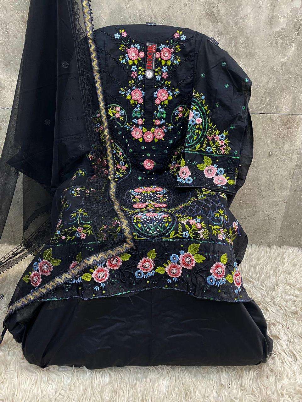 H-319 HIT DESIGN BY HOOR TEX HEAVY COTTON EMBROIDERY WORK PAKISTANI DRESS