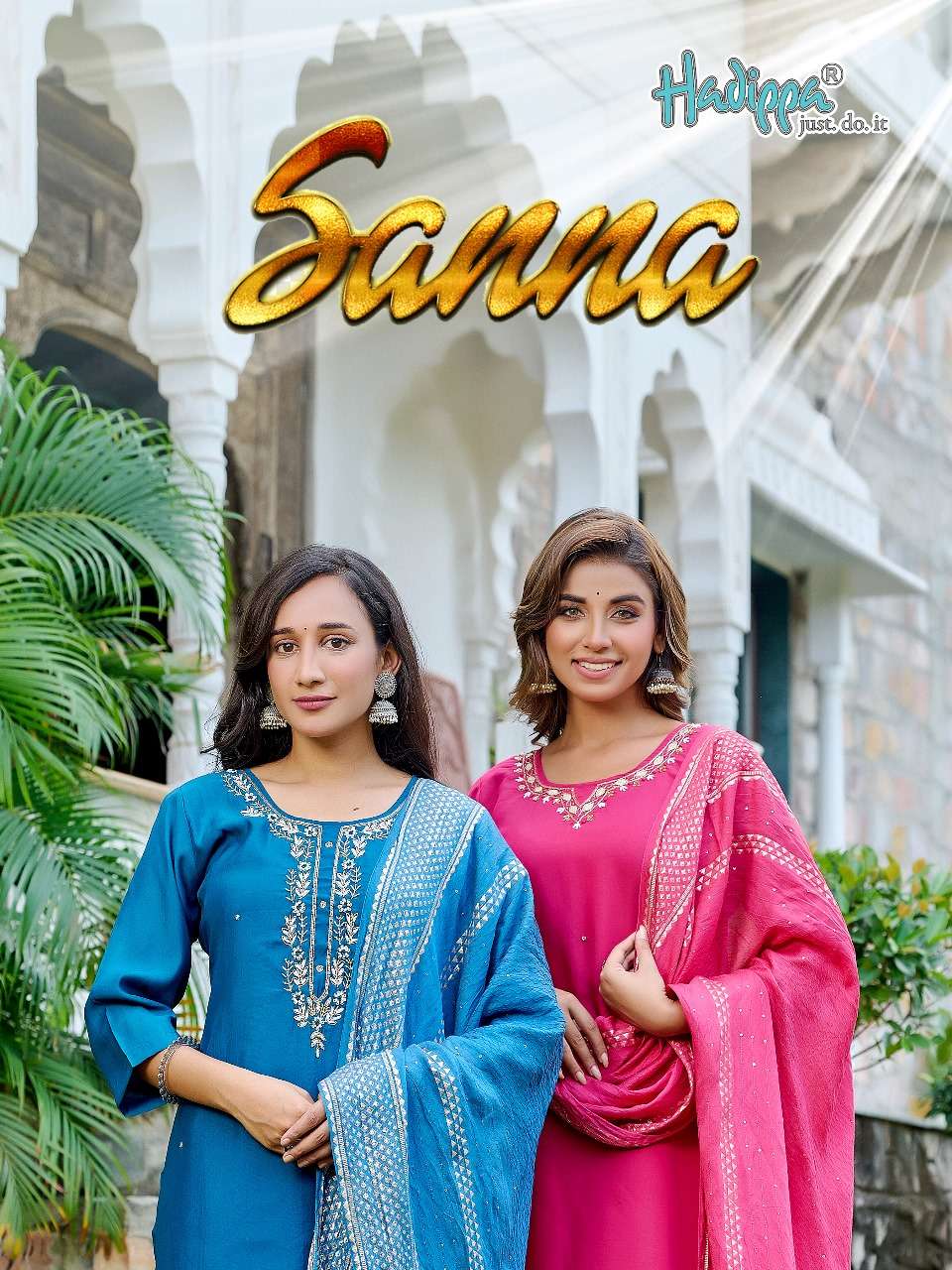 HADIPPA SANNA BY AQSAWHOLESALE ROMAN FABRIC WORK READYMADE DRESSES