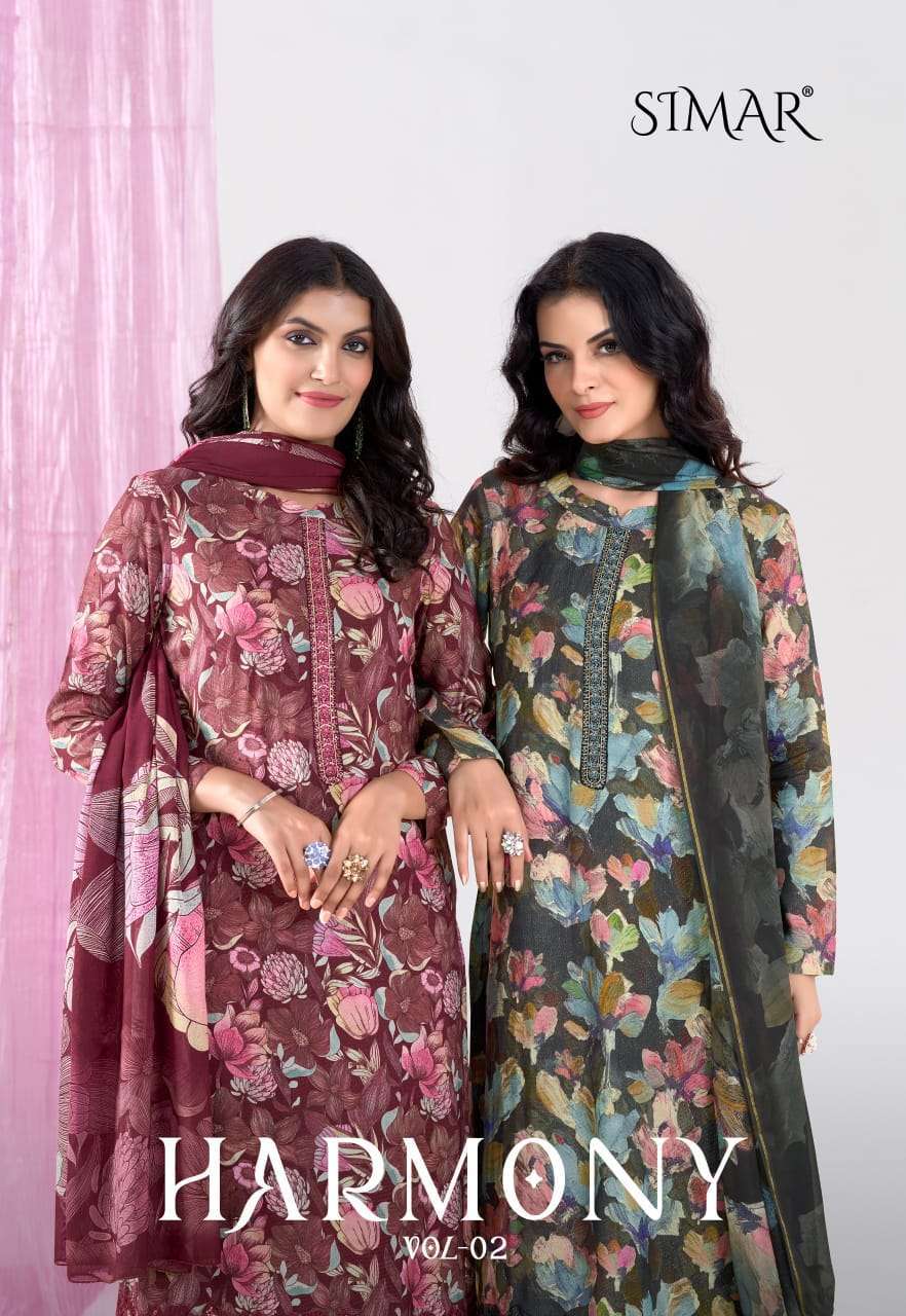 HARMONY VOL-2 BY SIMAR 1314 TO 1318 SERIES LEA SILK EMBROIDERY WORK DRESSES