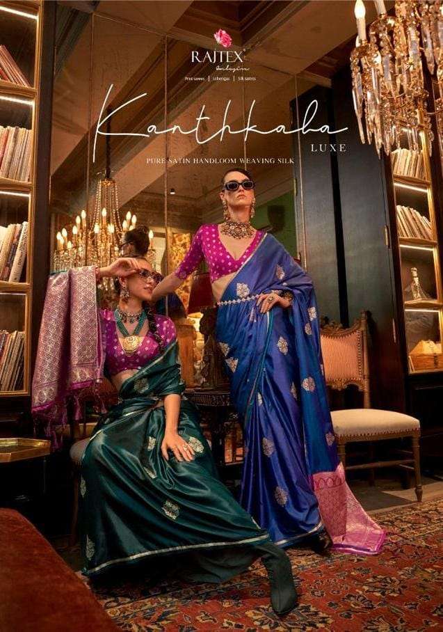 KANTHKALA LUXE BY RAJTEX 391001 TO 391006 SERIES PURE SATIN SILK FESTIVE WEAR SAREES