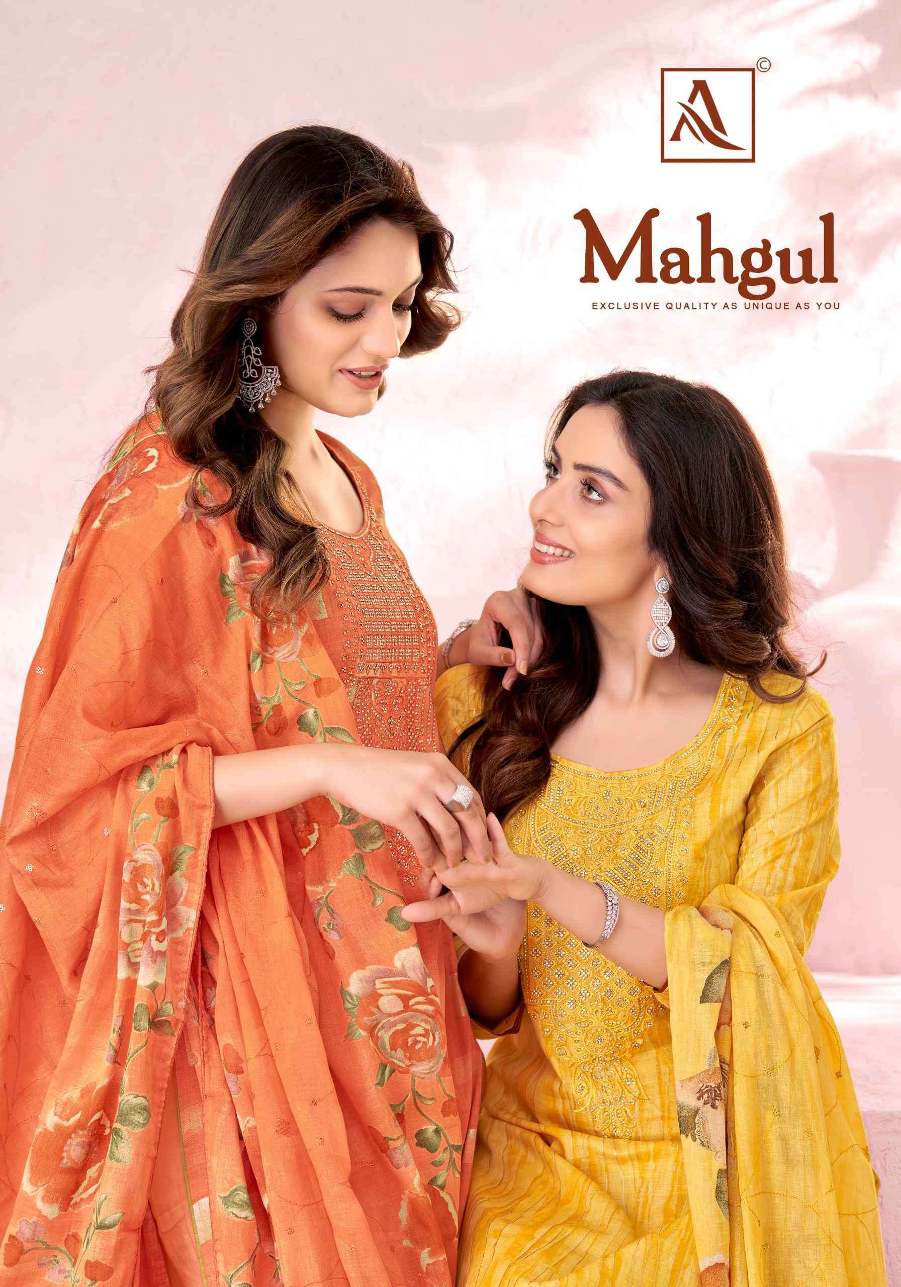 MAHGUL BY ALOK SUIT 1554-001 TO 1554-006 SERIES PURE COTTON PRINT WORK DRESSES