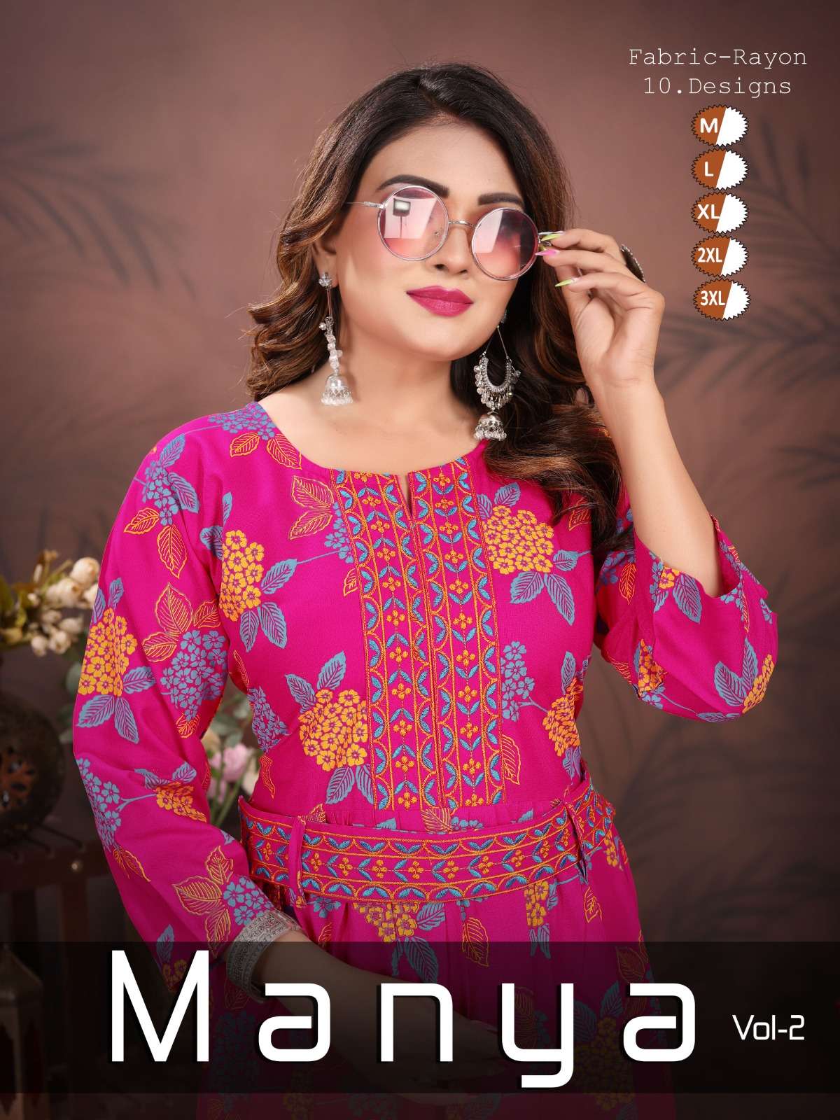 MANYA VOL-10 BY AQSAWHOLESALE RAYON PRINT WORK LONG KURTIS