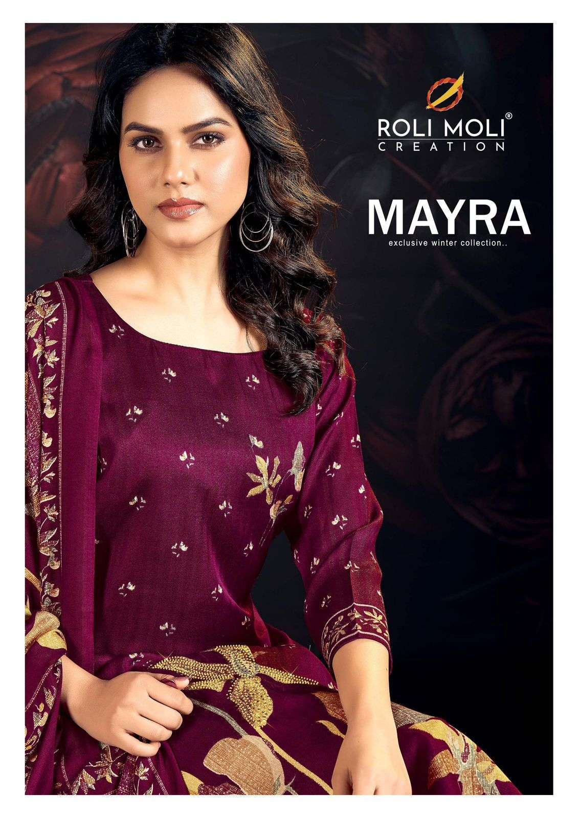 MAYRA BY ROLI MOLI 1001 TO 1008 SERIES PASHMINA SIROWSKI WORK WINTER WEAR DRESSES