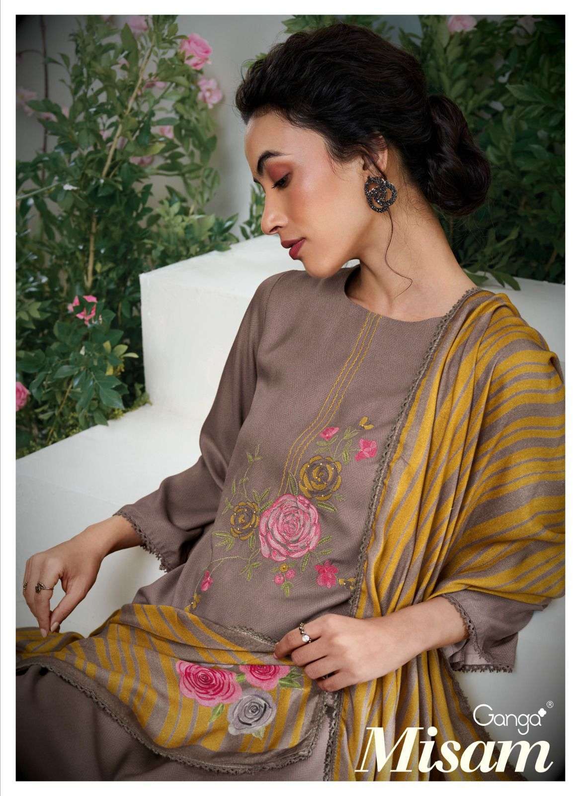 MISAM BY GANGA FASHIONS C2087 TO C-2092 SERIES PURE PASHMINA PRINT WORK WINTER DRESSES