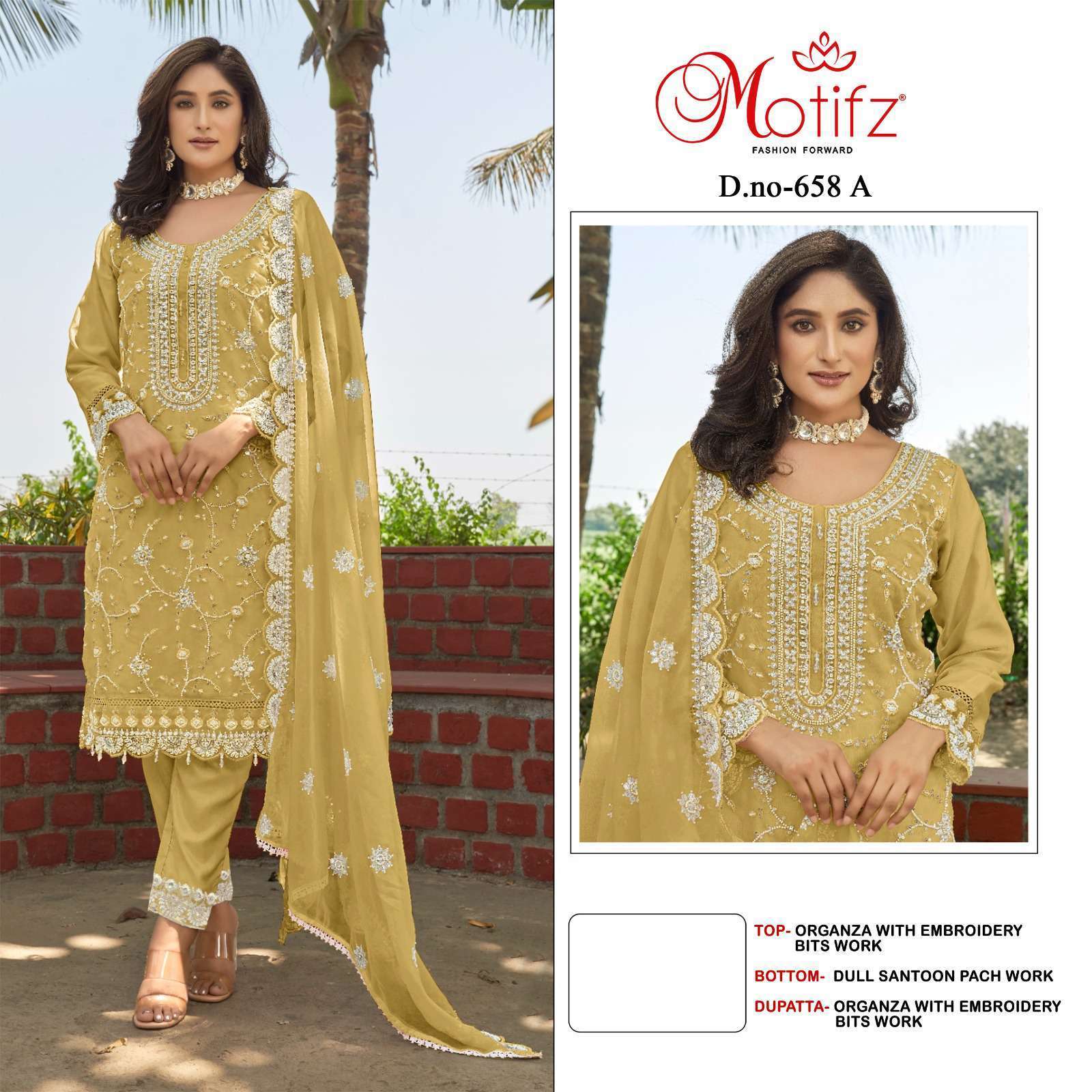 MOTIFZ 658-A TO 658-D SERIES BY MOTIFZ FASHION ORGANZA HAVY WORK PAKISTANI DRESSES