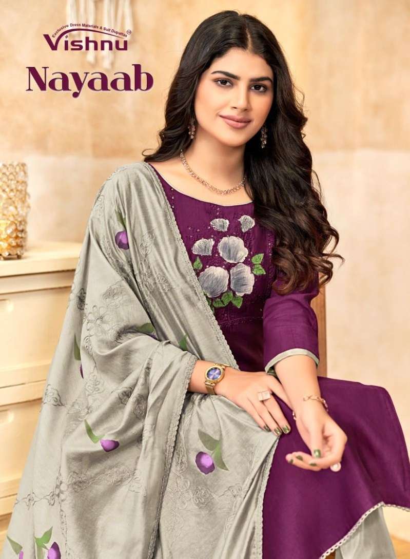 NAYAAB BY VISHNU 9001 TO 9012 SERIES VETICAN FABRIC WORK DRESSES