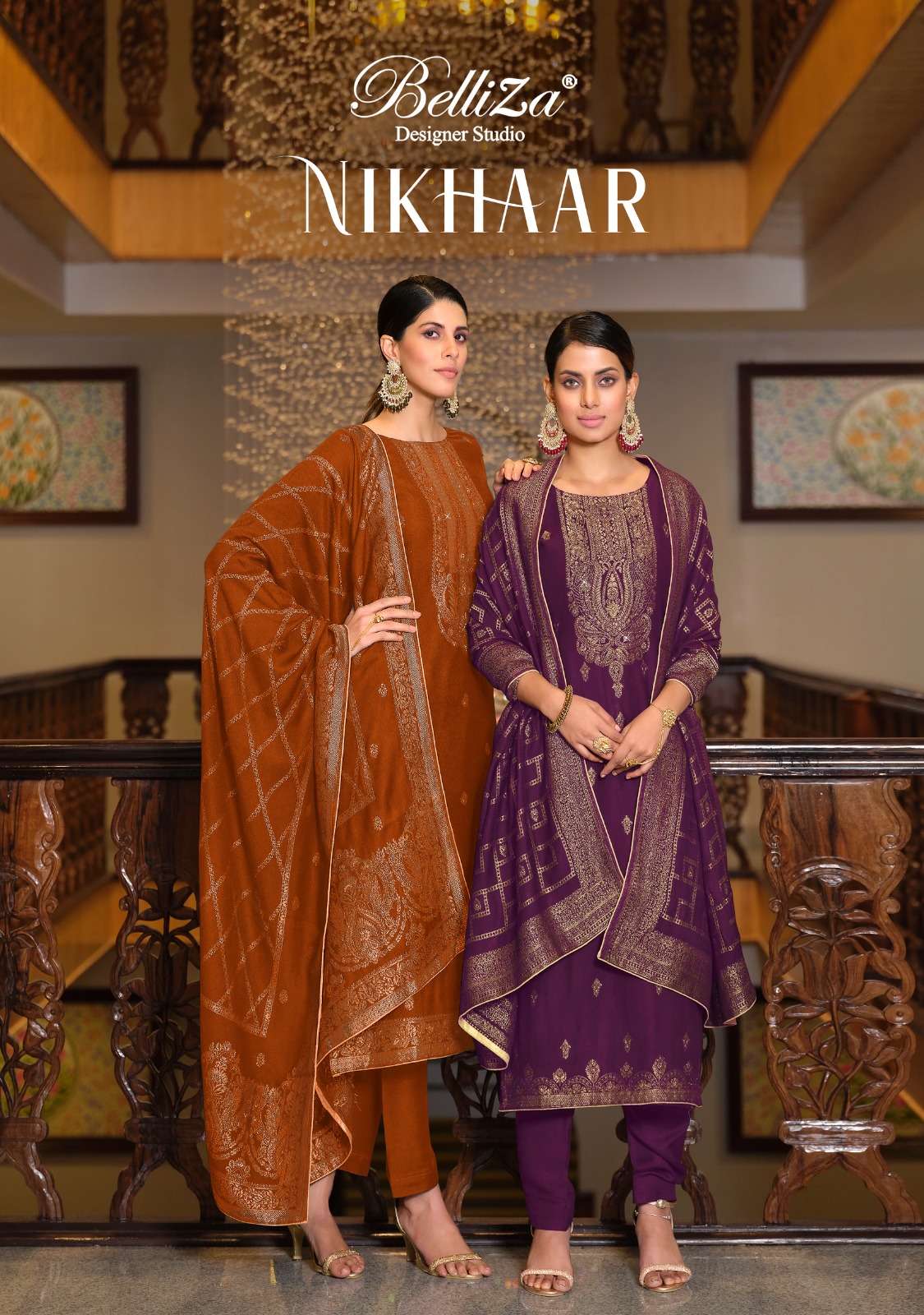 NIKHAAR BY ZULFAT 964-001 TO 964-006 SERIES VISCOSE MUSLIN JACQUARD WORK DRESSES