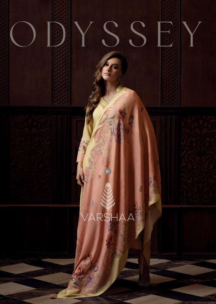 ODESSEY BY VARSHA OS-01 TO OD-06 SERIES VISCOSE PASHMINA PRINT WORK WINTER DRESSES