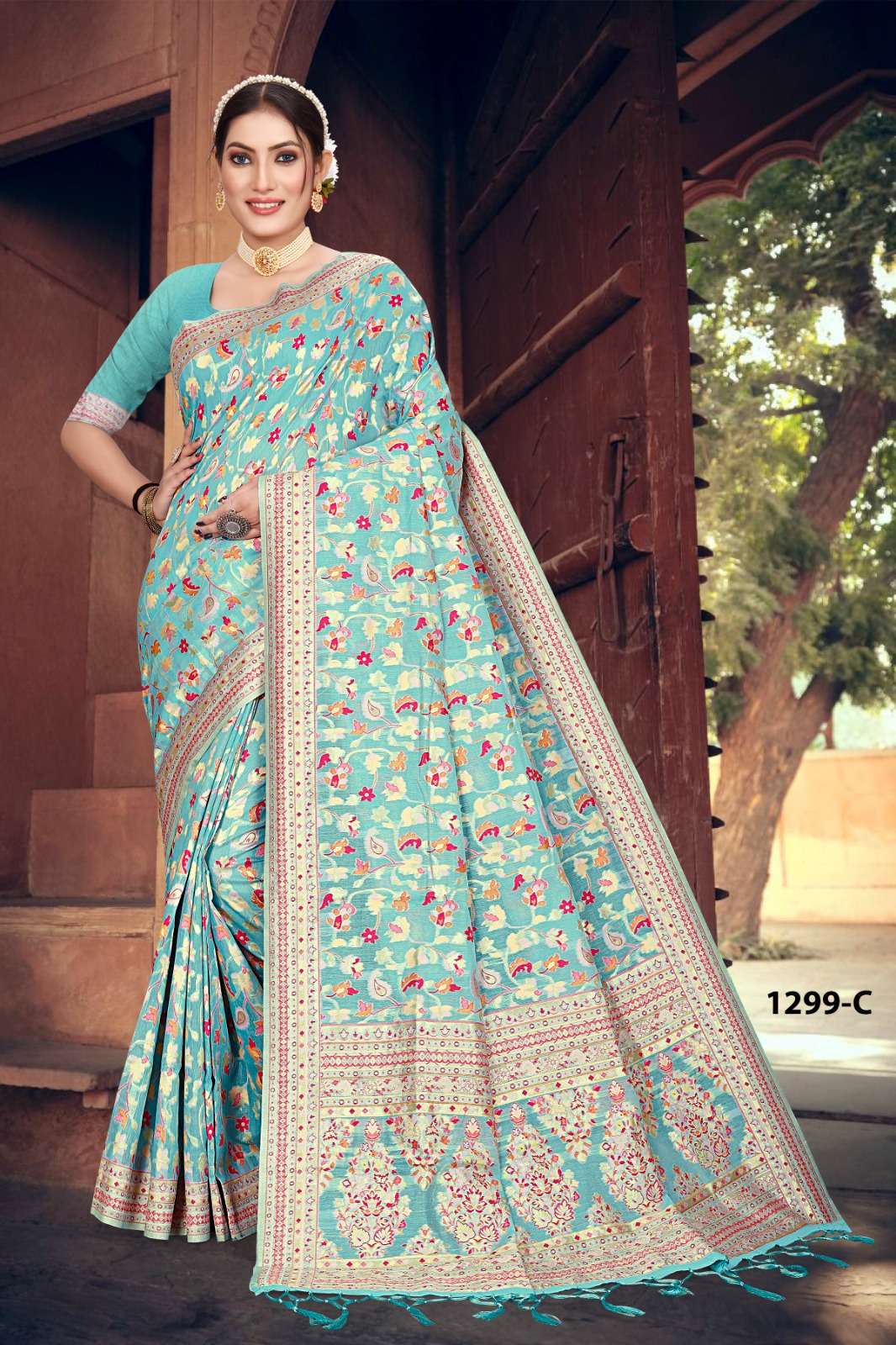 PASHMINA 1299-A TO 1299-F SERIES BY AQSAWHOLESALE SOFT SILK WORK FESTIVE WEAR SAREES