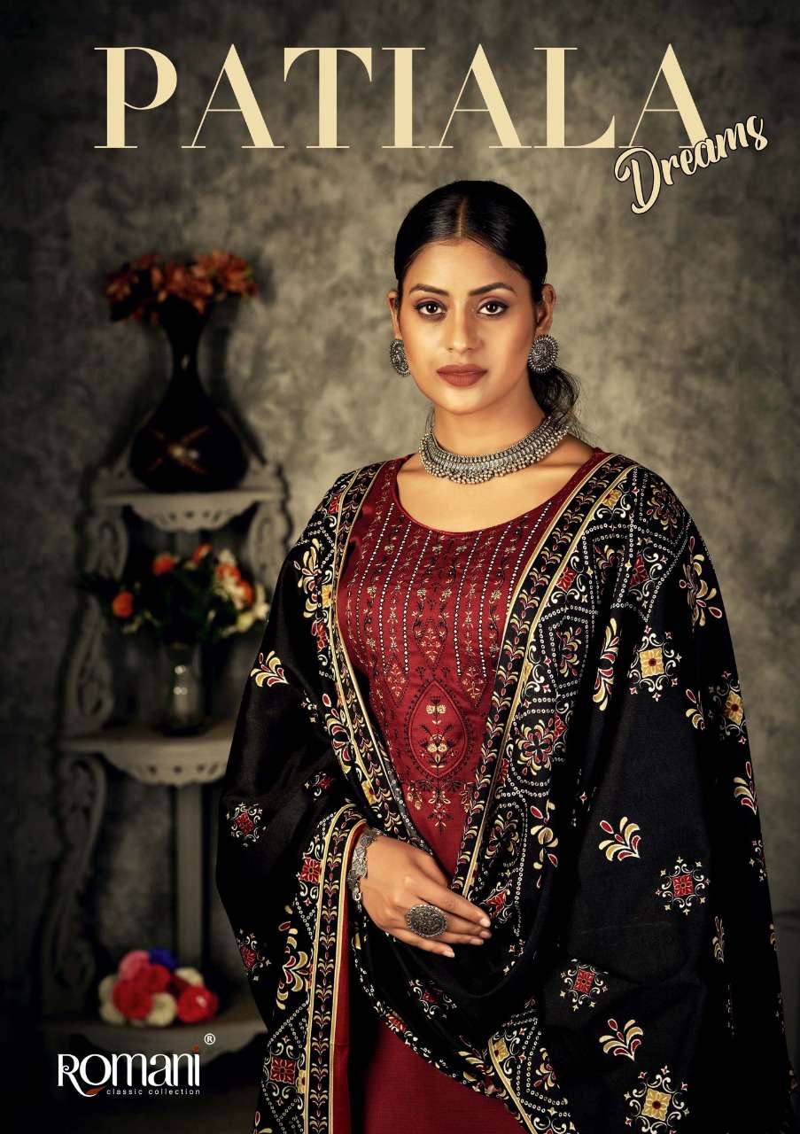 PATIALA DREAMS BY ROMANI 1066-001 TO 1066-008 SERIES PASHMINA WORK WINTER WEAR DRESSES