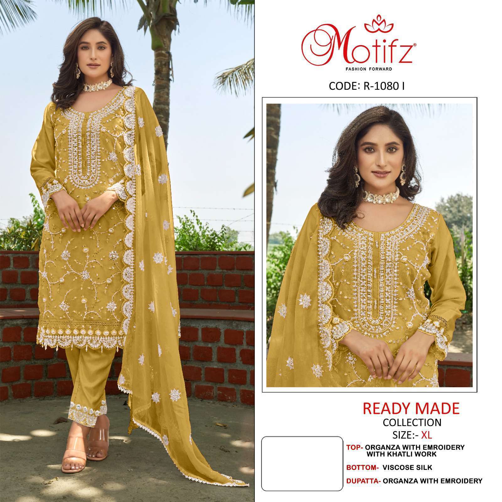 R-1080 COLOURS BY MOTIFZ FASHION ORGANZA EMBROIDERY WORK READYMADE DRESSES