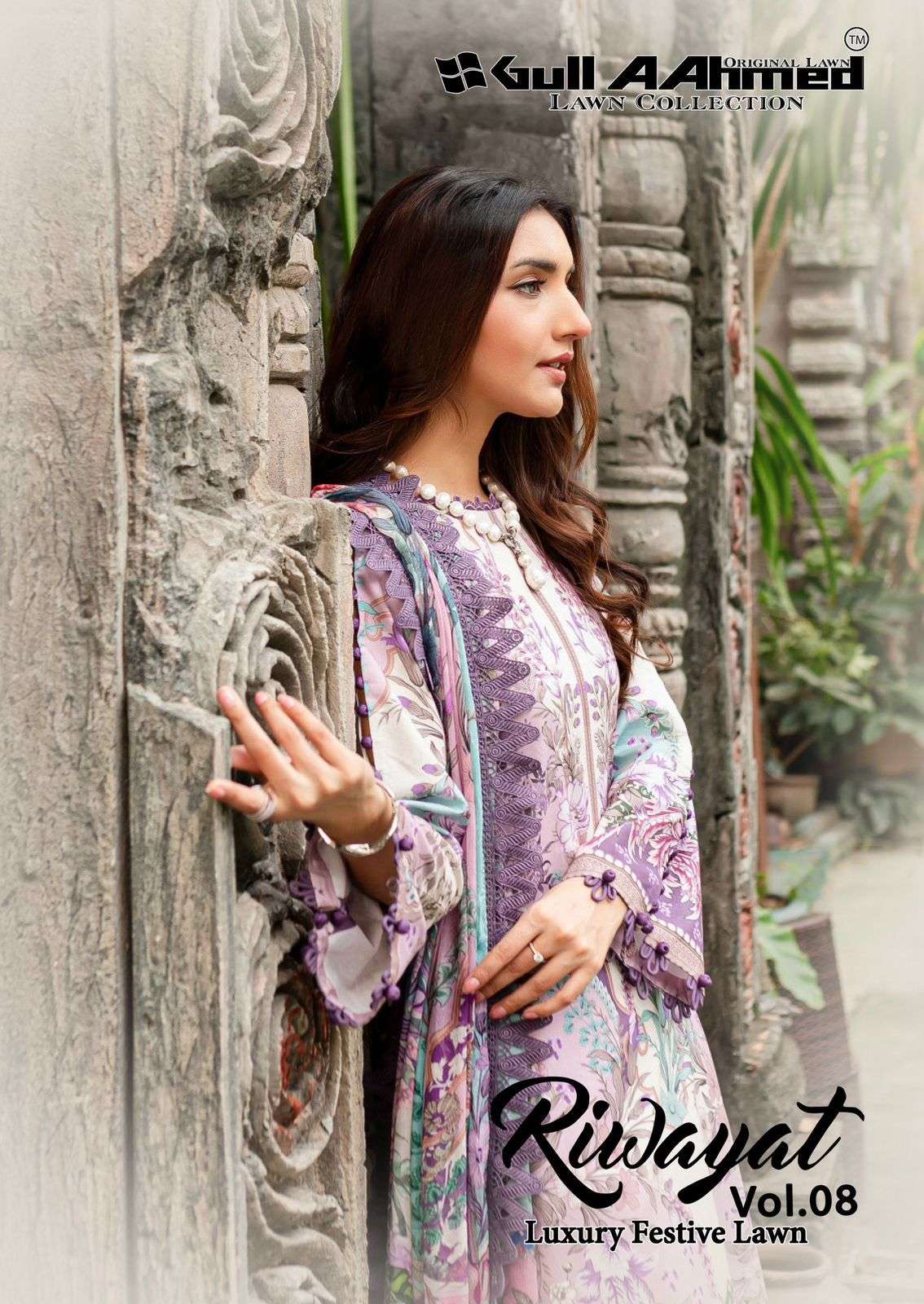 RIWAYAT VOL-8 BY GULL AAHMED 8001 TO 8006 SERIES PURE LAWN PRINT PAKISTANI DRESSES