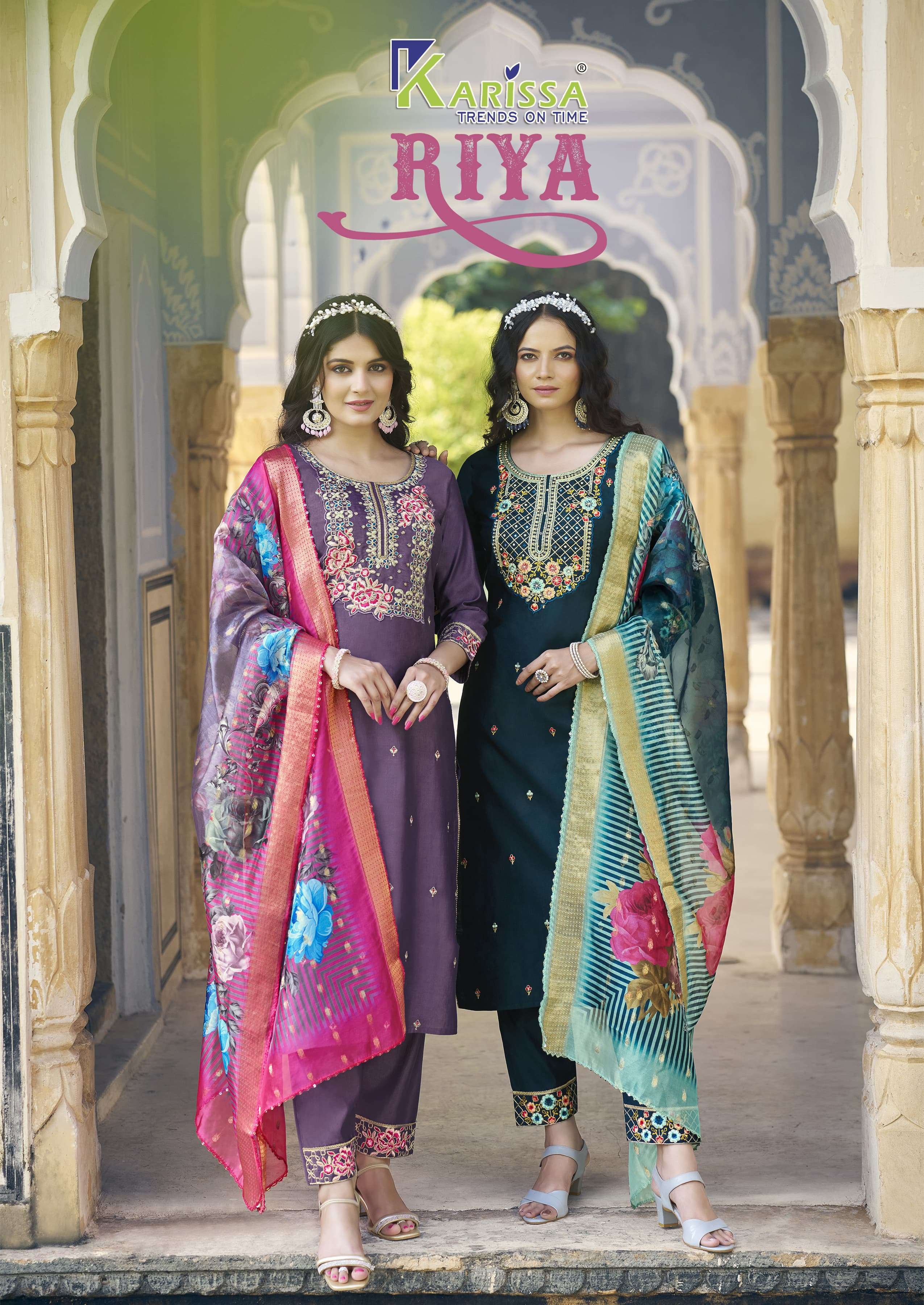 RIYA BY KARISSA 1001 TO 1006 SERIES VISCOSE EMBROIDERY WORK READYMADE DRESSES