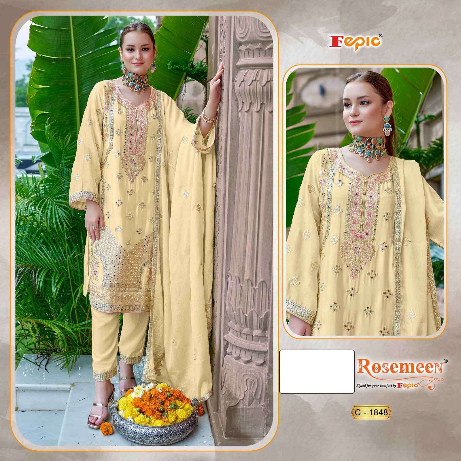 ROSEMEEN 1848-A TO 1848-C SERIES BY FEPIC CHINON EMBROIDERY WORK PAKISTANI DRESSES