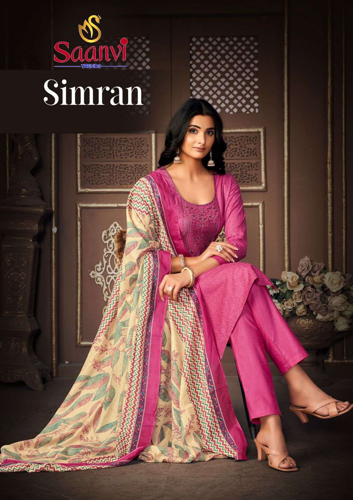 SAANVI TRENDS SIMRAN BY AQSAWHOLESALE 1001 TO 1008 SERIES COTTON PRINT WORK DRESSES