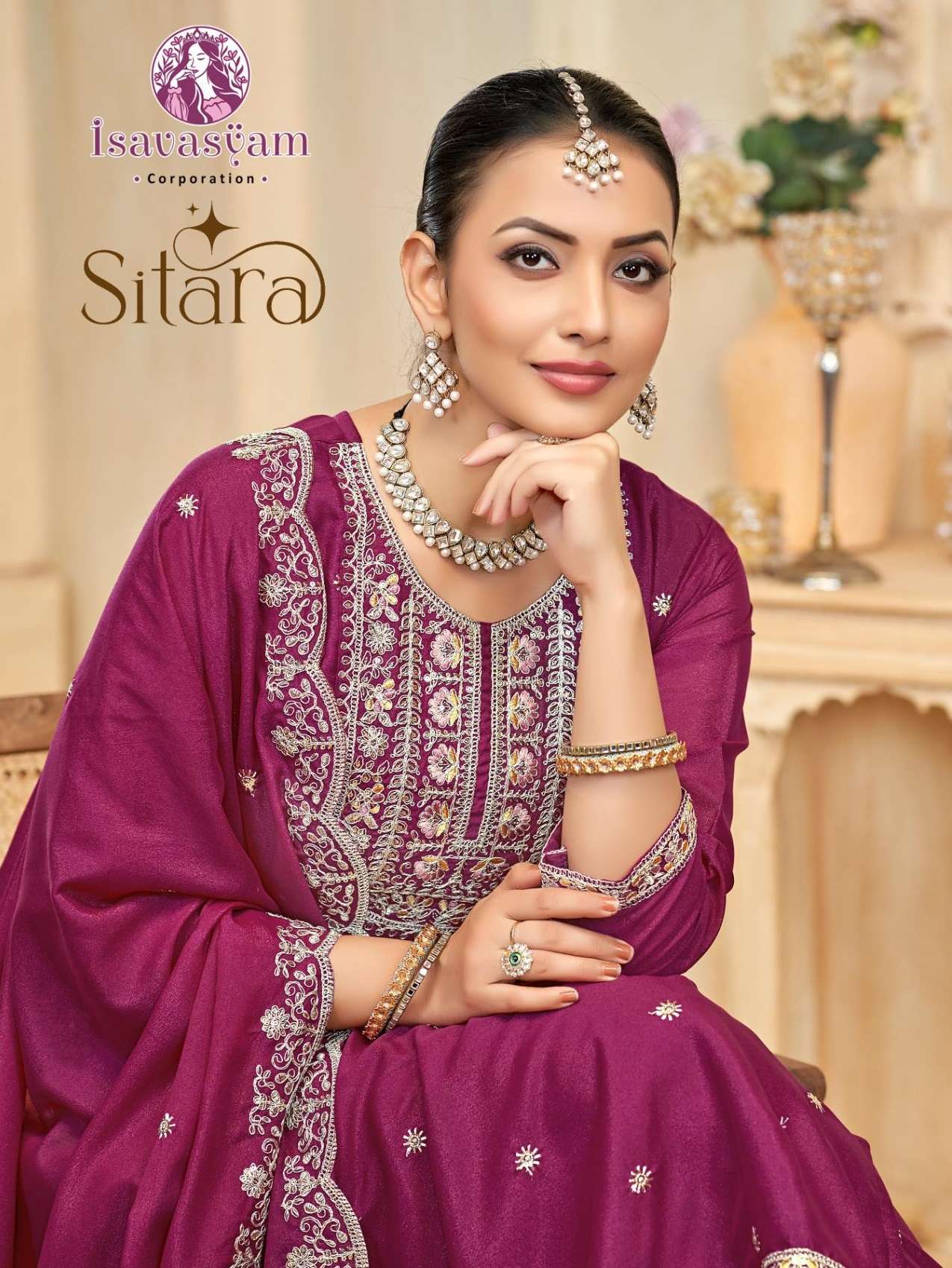 SITARA BY ISAVASYAM 1001 TO 1004 SERIES PURE GEORGETTE HEAVY WORK READYMADE DRESSES