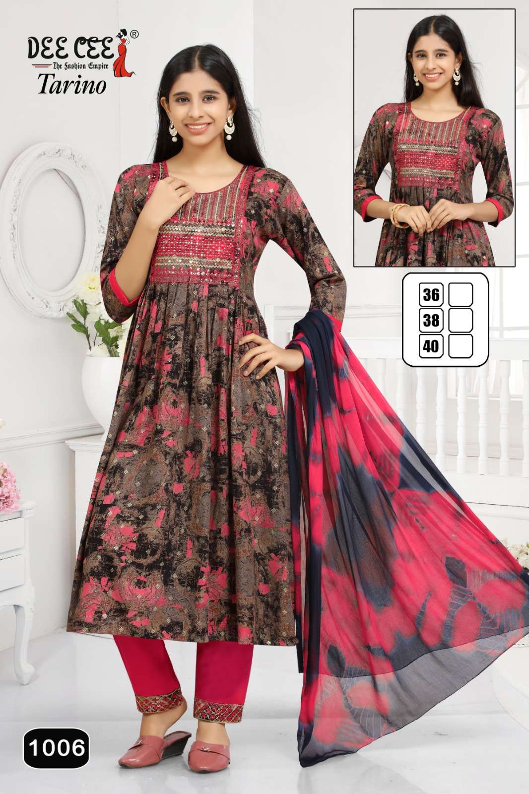 TAVINO BY DEE CEE 1001 TO 1006 SERIES RAYON PRINT WORK READYMADE DRESSES