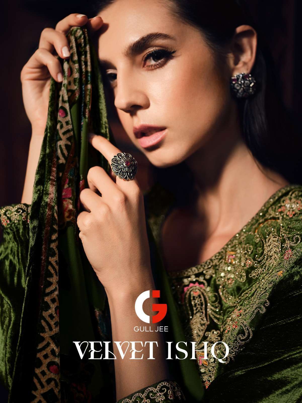 VELVET ISHQ BY GULL JEE 201 TO 206 SERIES VISCOSE VELVET HEAVY WORK WINTER WEAR DRESSES