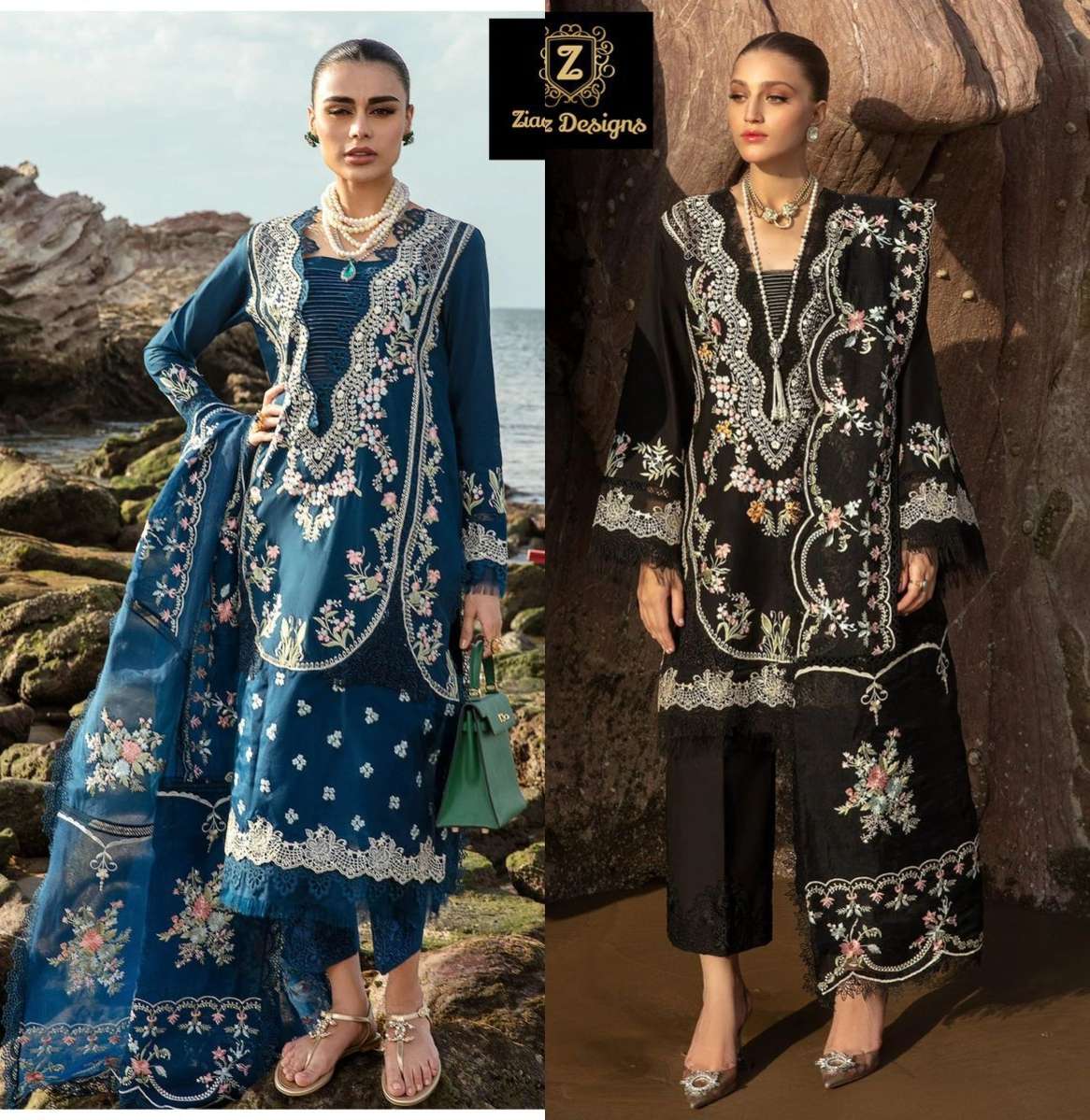 Z-558 & Z-559 HITS BY ZIAAZ DESIGNS COTTON HEAVY EMBROIDERY WORK PAKISTANI DRESSES