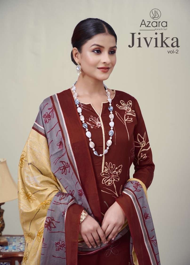 AZARA JIVIKA VOL-2 BY RADHIKA FASHION 9001 TO 9004 SERIES ZAM COTTON WORK DRESSES