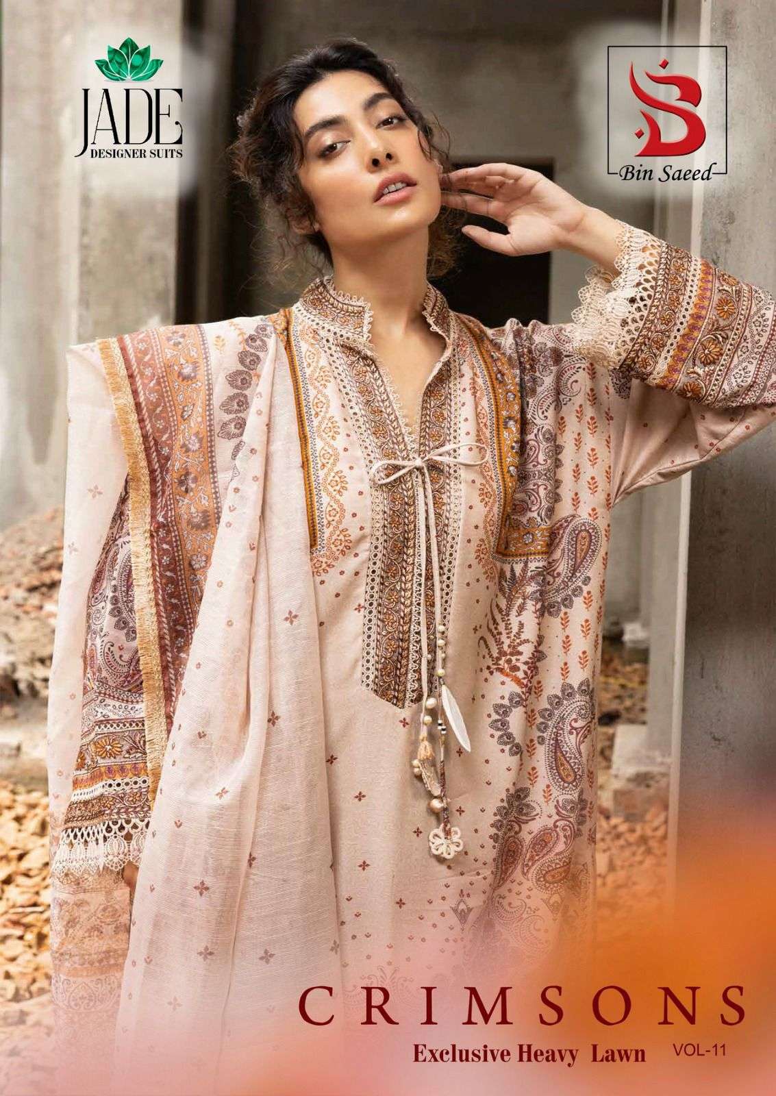 CRIMSON VOL-11 BY JADE 11001 TO 11006 SERIES LAWN COTTON PRINT PAKISTANI DRESSES