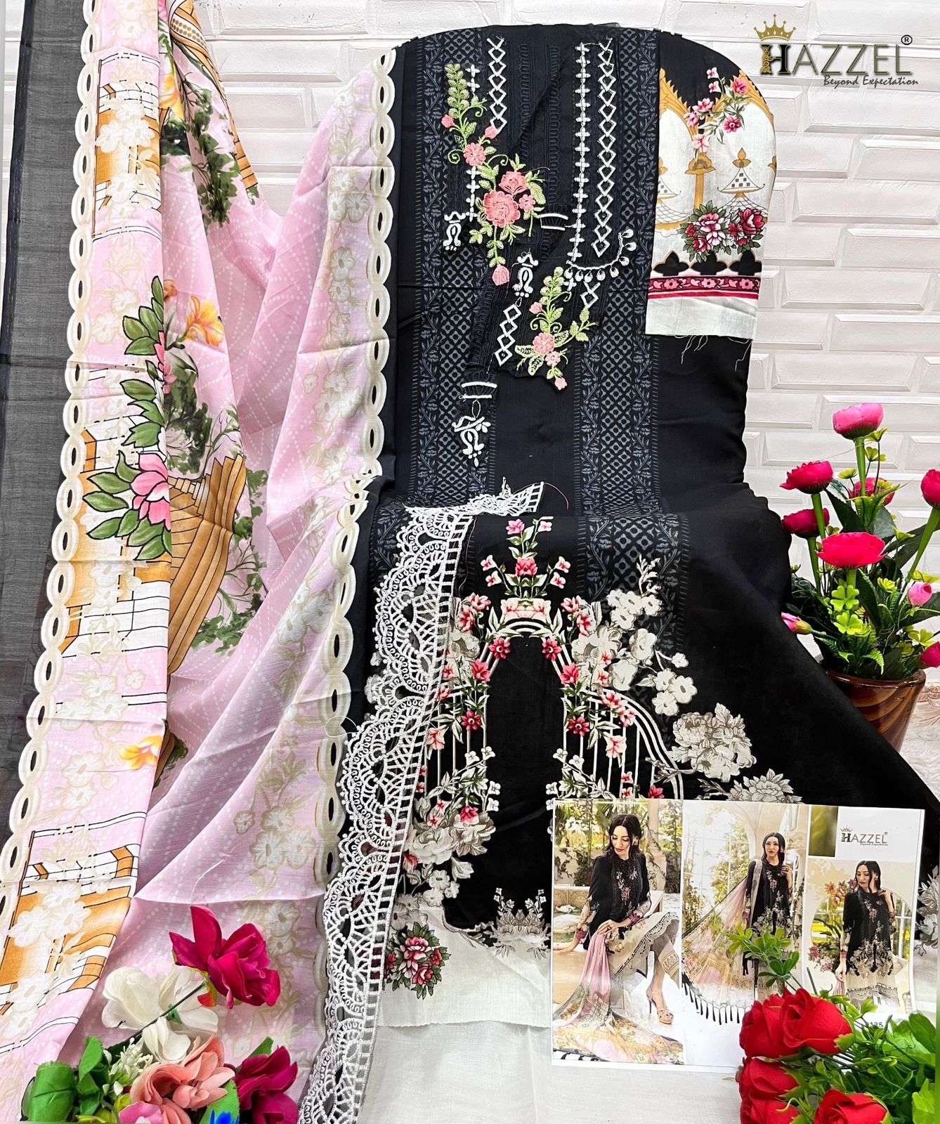 H-0135 HIT DESIGN BY HAZZEL PURE COTTON PRINT WORK PAKISTANI DRESS