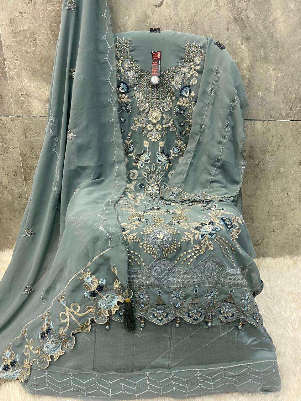 H-244 COLOURS BY HOOR TEX 244-A TO 244-D SERIES GEORGETTE WORK PAKISTANI DRESSES