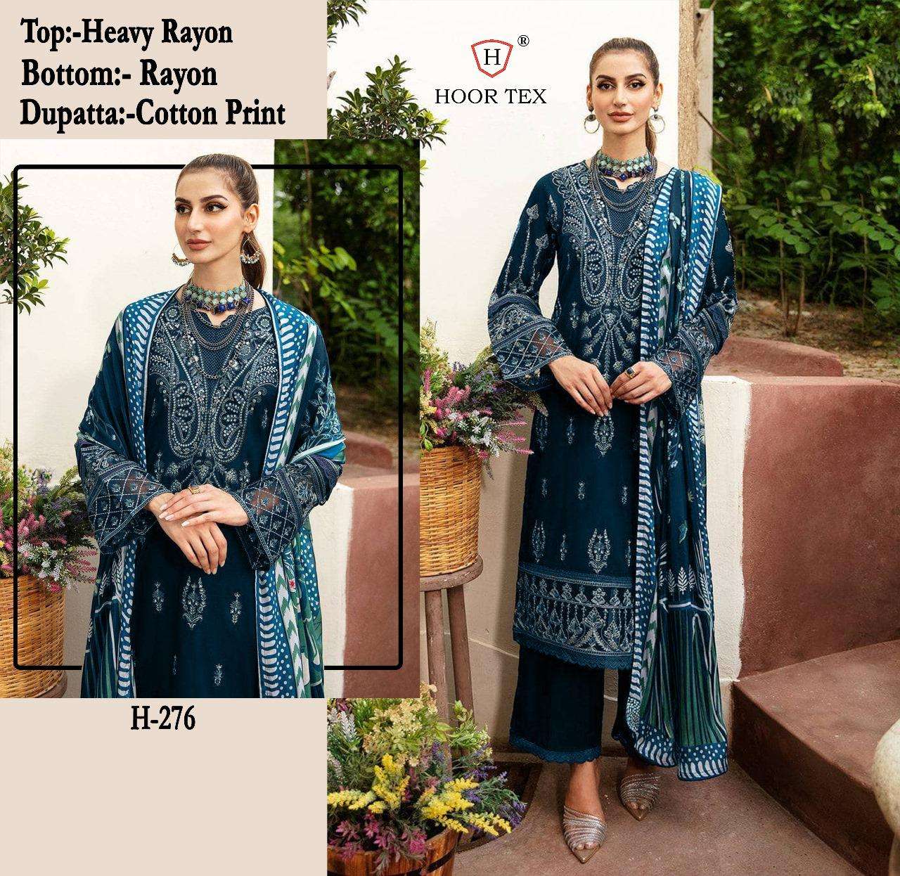 H-276 HIT DESIGN BY HOOR TEX HEAVY RAYON PRINT WORK PAKISTANI DRESS